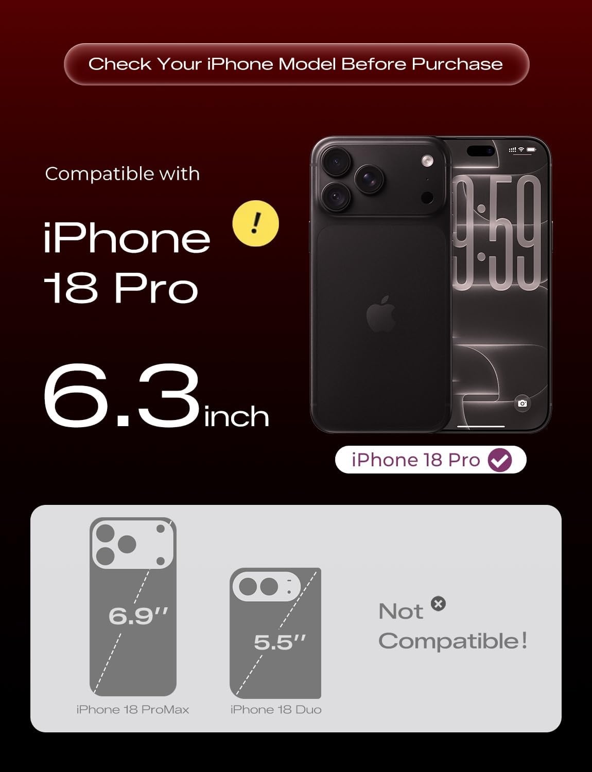 Thumbnail 1 de MAGIC JOHN iPhone 18 Pro 6.3-Inch Screen Protector, 9H Glass, 2-Pack