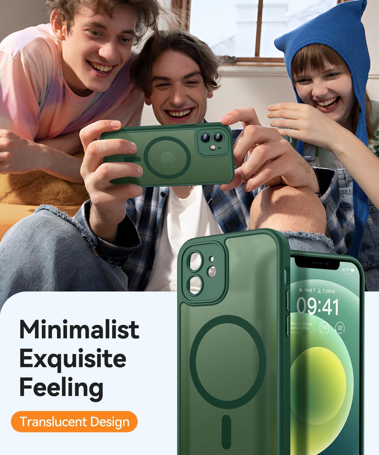 Thumbnail 6 de CANSHN Magnetica Cover per iPhone 12 Mini (5.4 Pollici) – Verde Profondo, protezione completa della fotocamera e compatibilità MagSafe