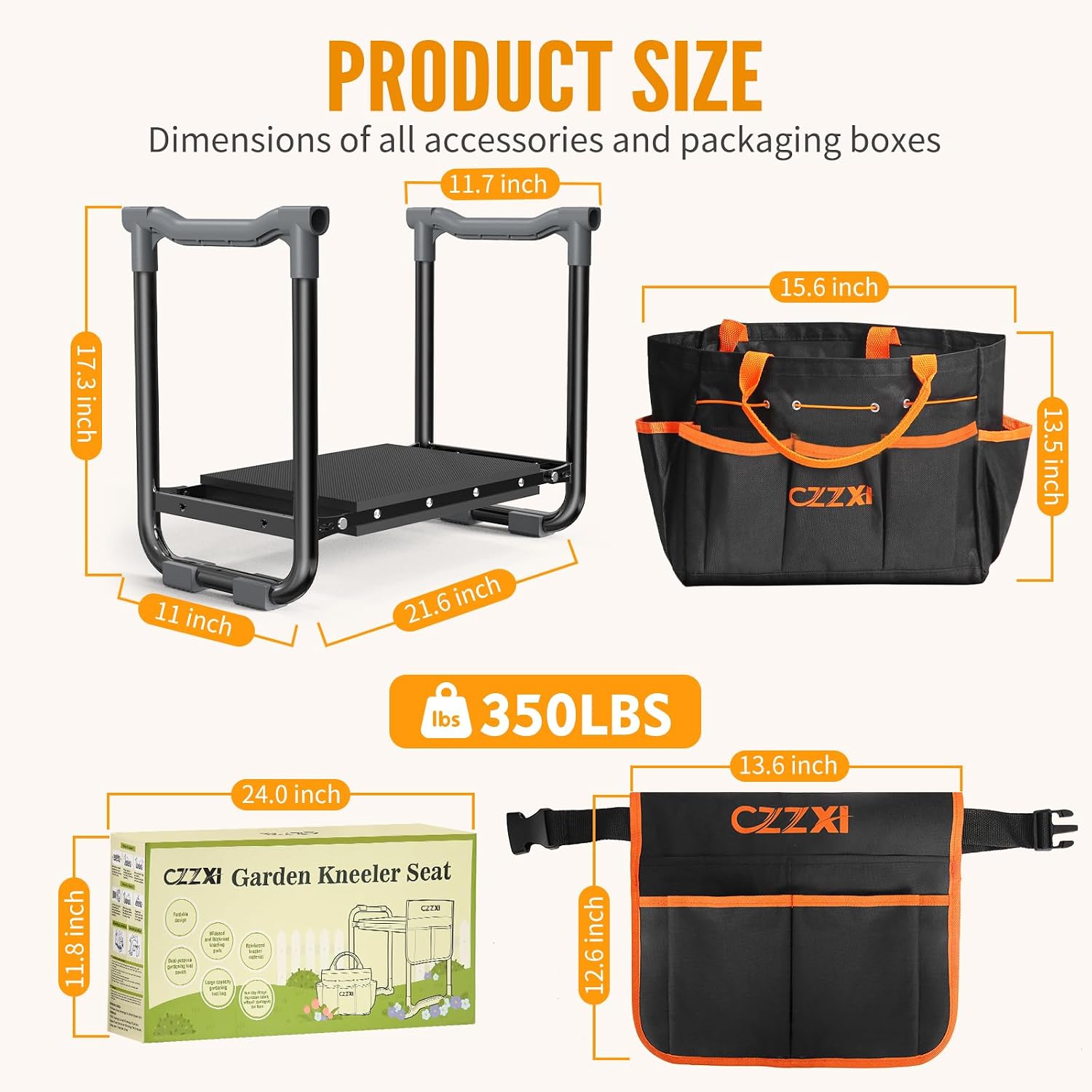 Detalle de CZZXI Garden Kneeler and Seat with 10.2-Inch Pad, Folding Design and Tool Pouch