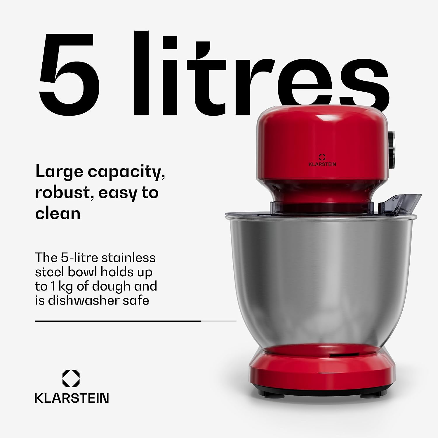 Detalle de Klarstein Bella Evo Stand Mixer, 1,500 W, 5-litre Bowl, 12 Speeds
