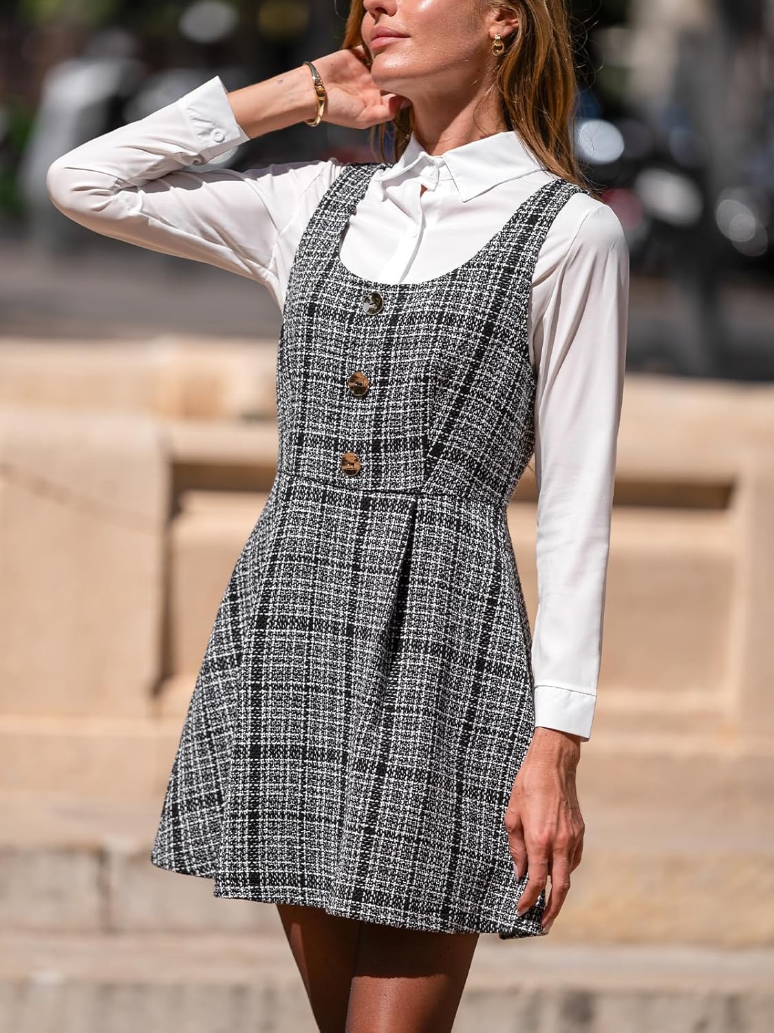 Thumbnail 1 de CUPSHE Mini abiti da donna girocollo plaid senza maniche A-line
