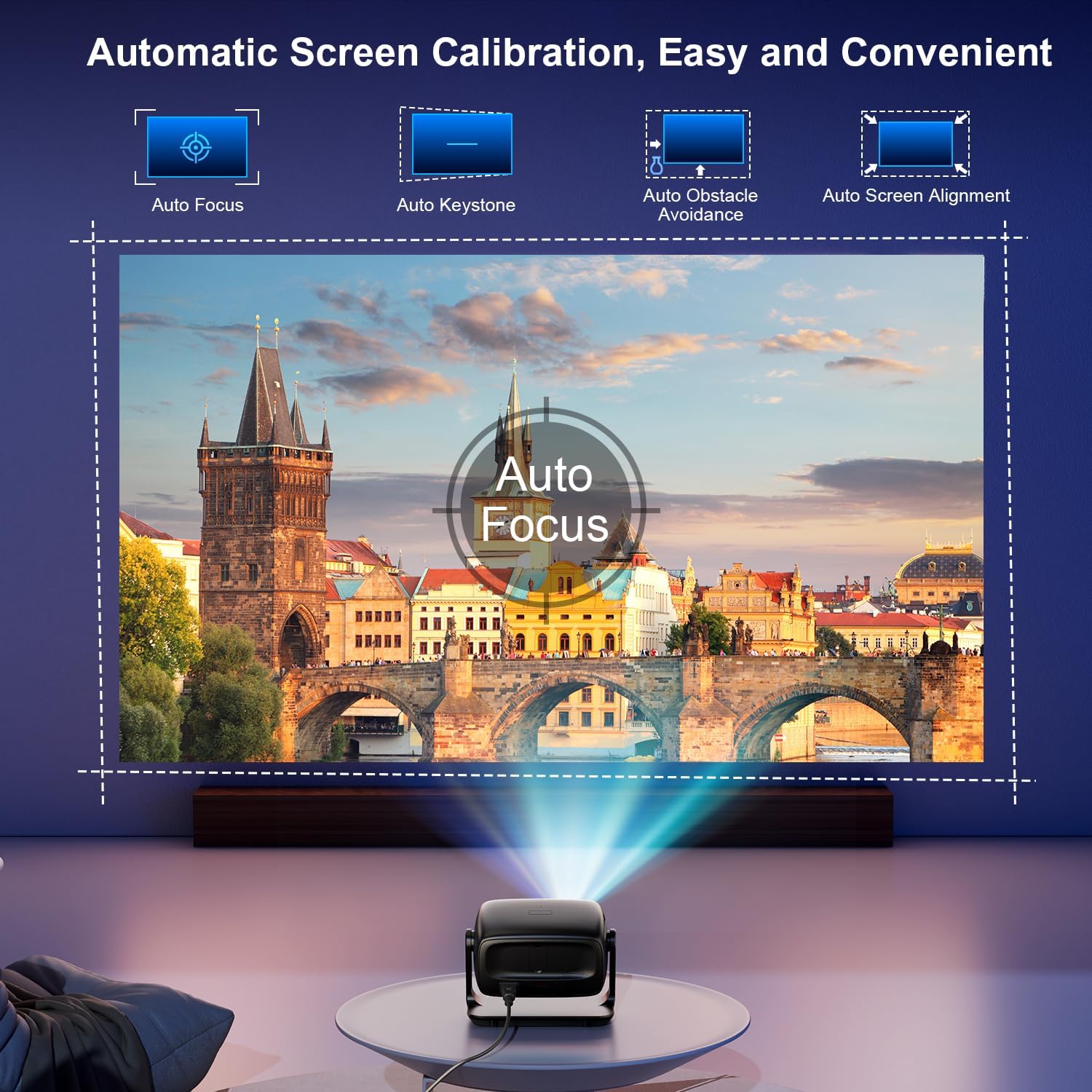 Detalle 2 de Weejector MYEU-C5-BK Smart Projector, Native 1080p, 4K Support, Auto Focus