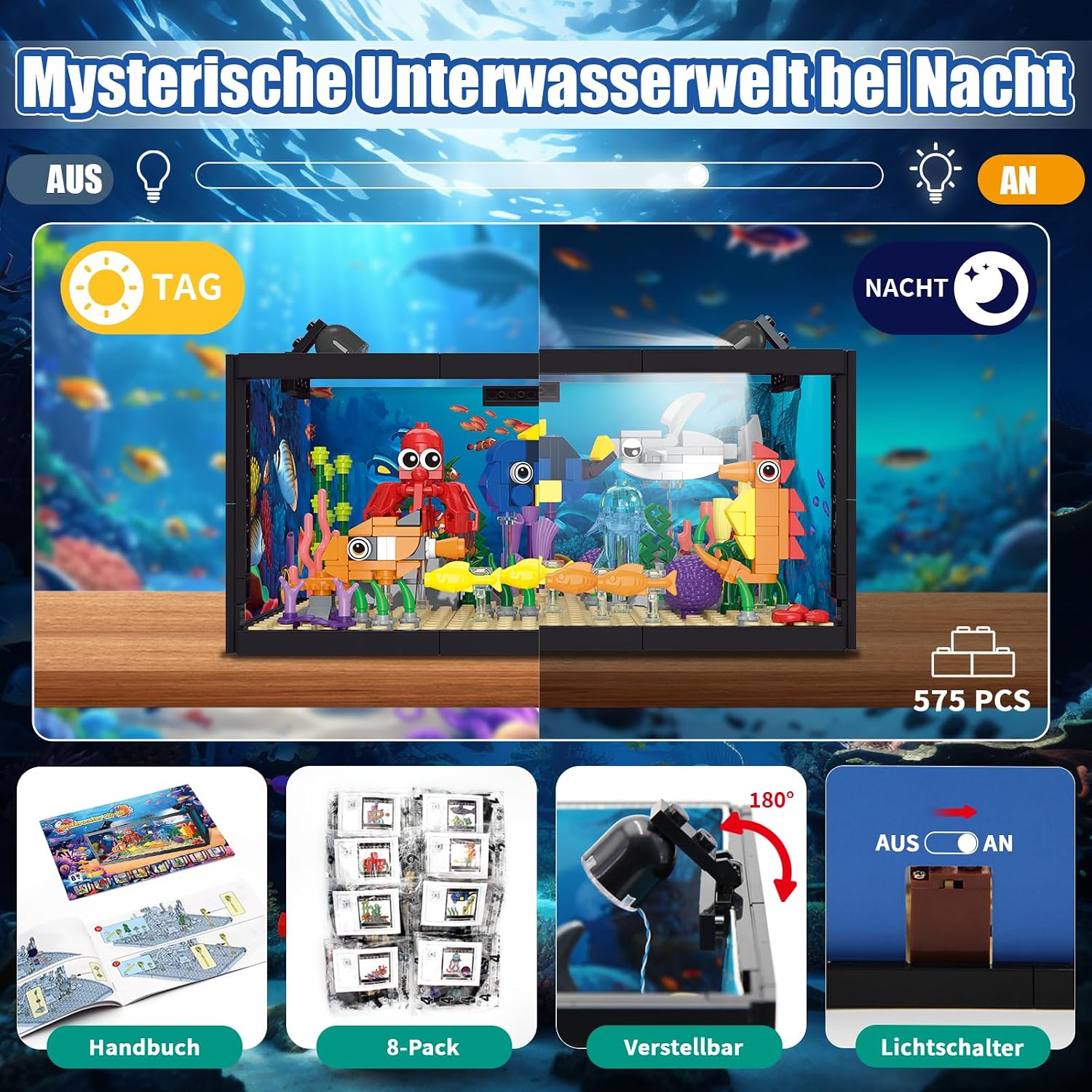 Detalle de 8-in-1 Aquarium Baustein mit LED Licht