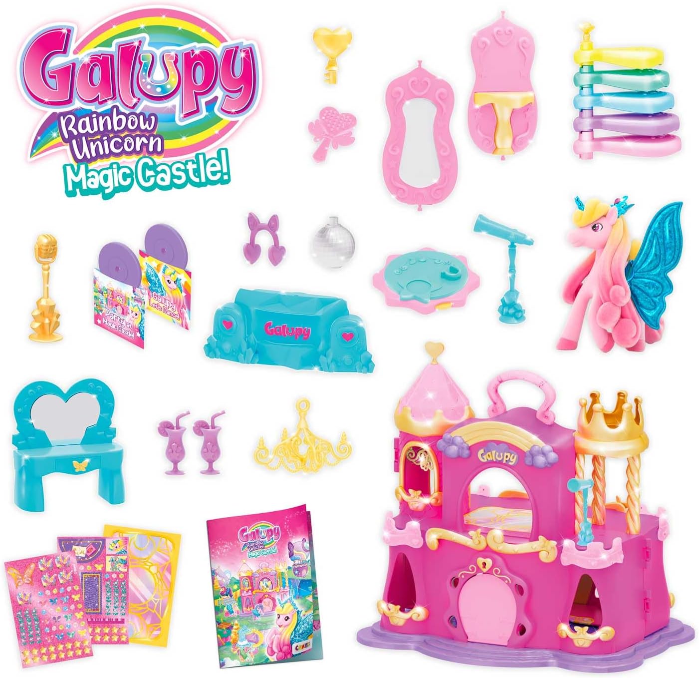 Thumbnail 3 de GALUPY Rainbow Unicorn Magique Castle – Kit de jeu avec serrure & clé magique et figurine licorne exclusive