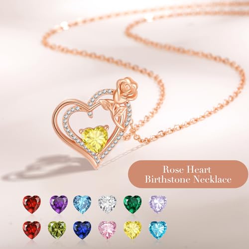 Thumbnail 1 de Tusuzik collar de mujer en plata de ley 925 con oro rosa, corazón y piedra de nacimiento (bicolor)