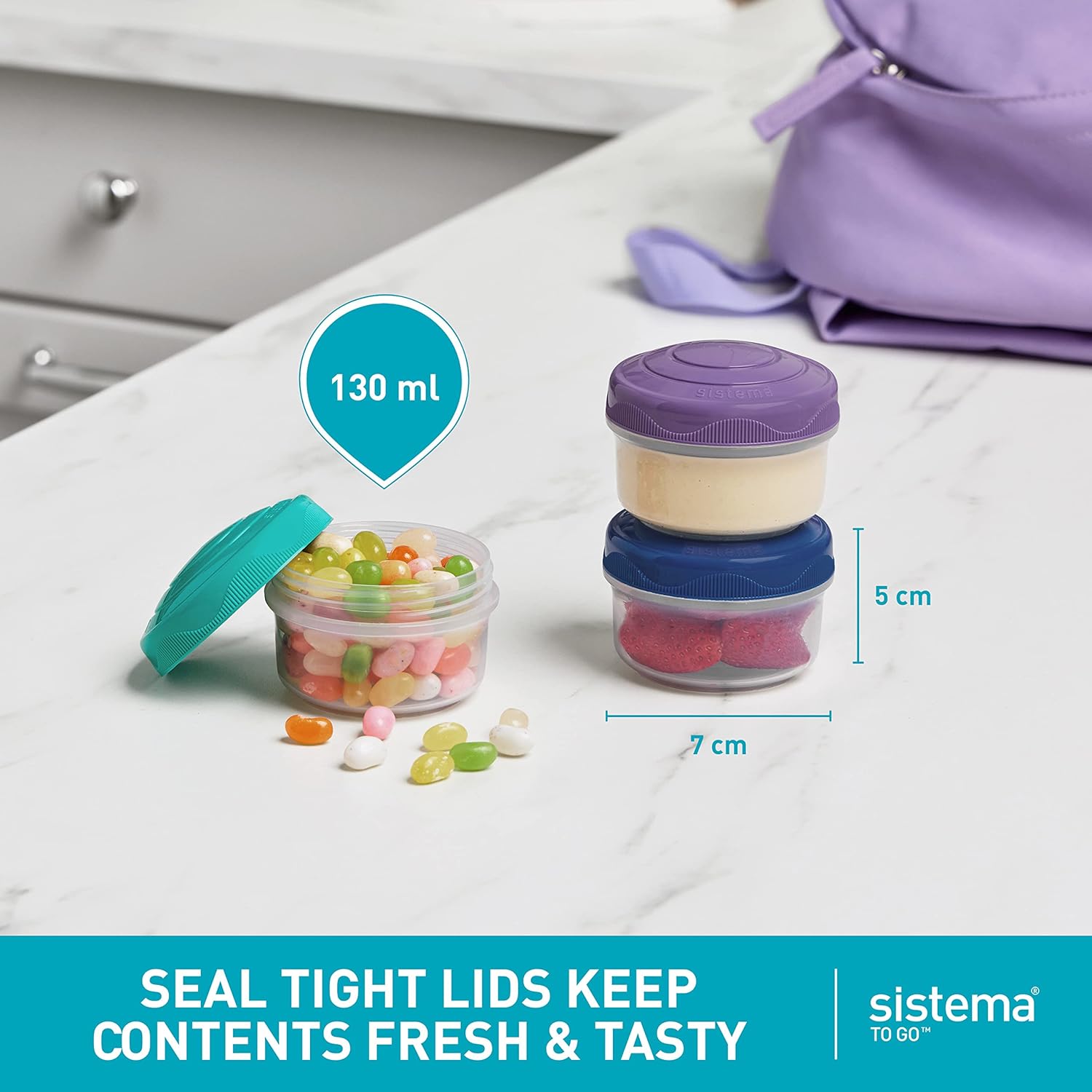 Detalle 1 de Sistema Snack Pots Mini Bites TO GO | Fiambreras coloridas 🍱