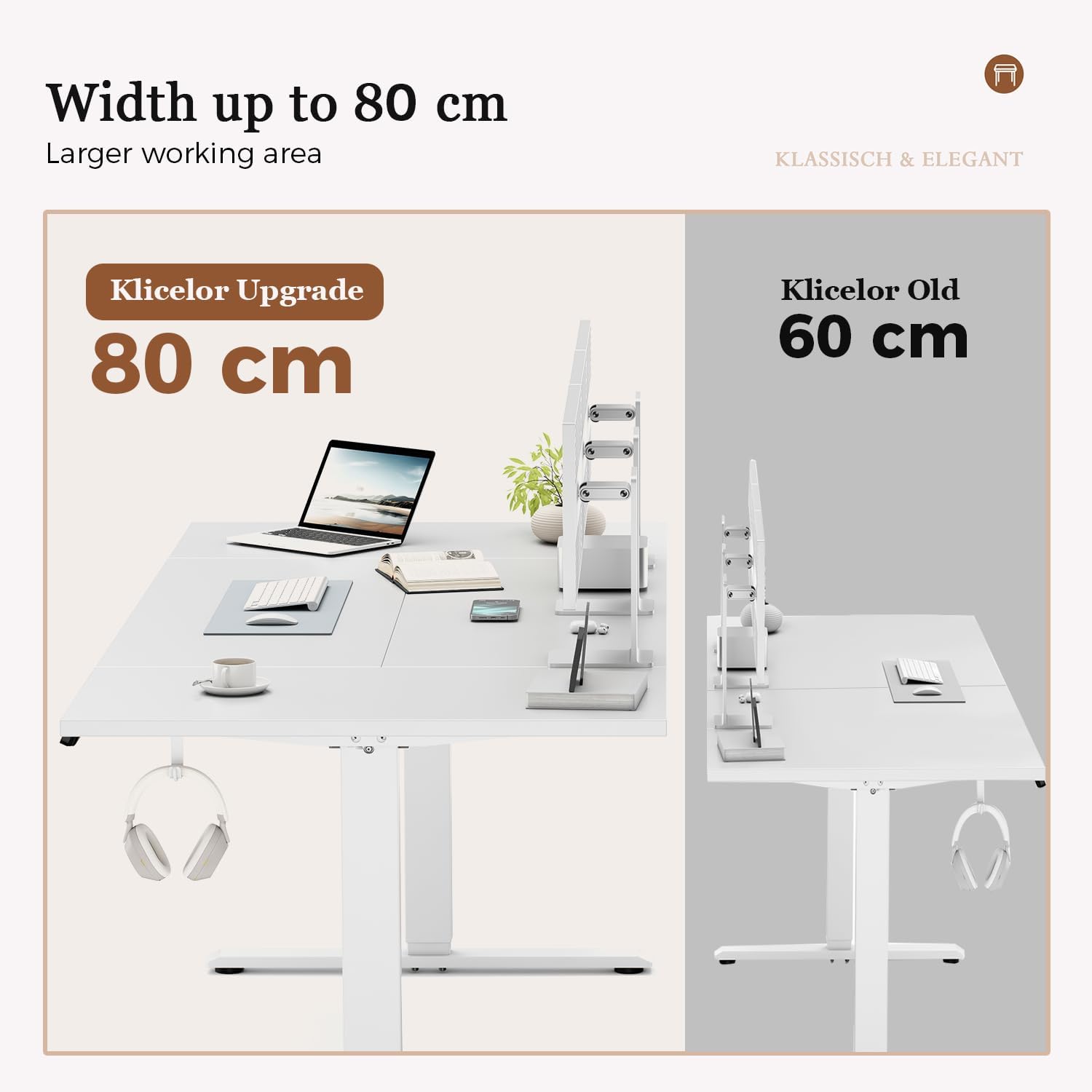 Thumbnail 3 de Klicelor Height-Adjustable Electric Desk 120x80 cm: Sit-Stand, Memory Function, Four-Part Tabletop