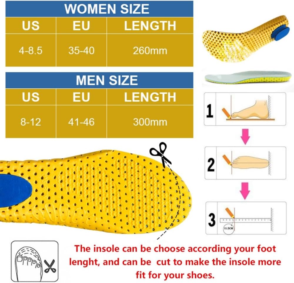 Thumbnail 1 de XINIFOOT 3 Pairs Elastic Shock Absorbing Shoe Insoles (Yellow) – breathable honeycomb sneaker inserts