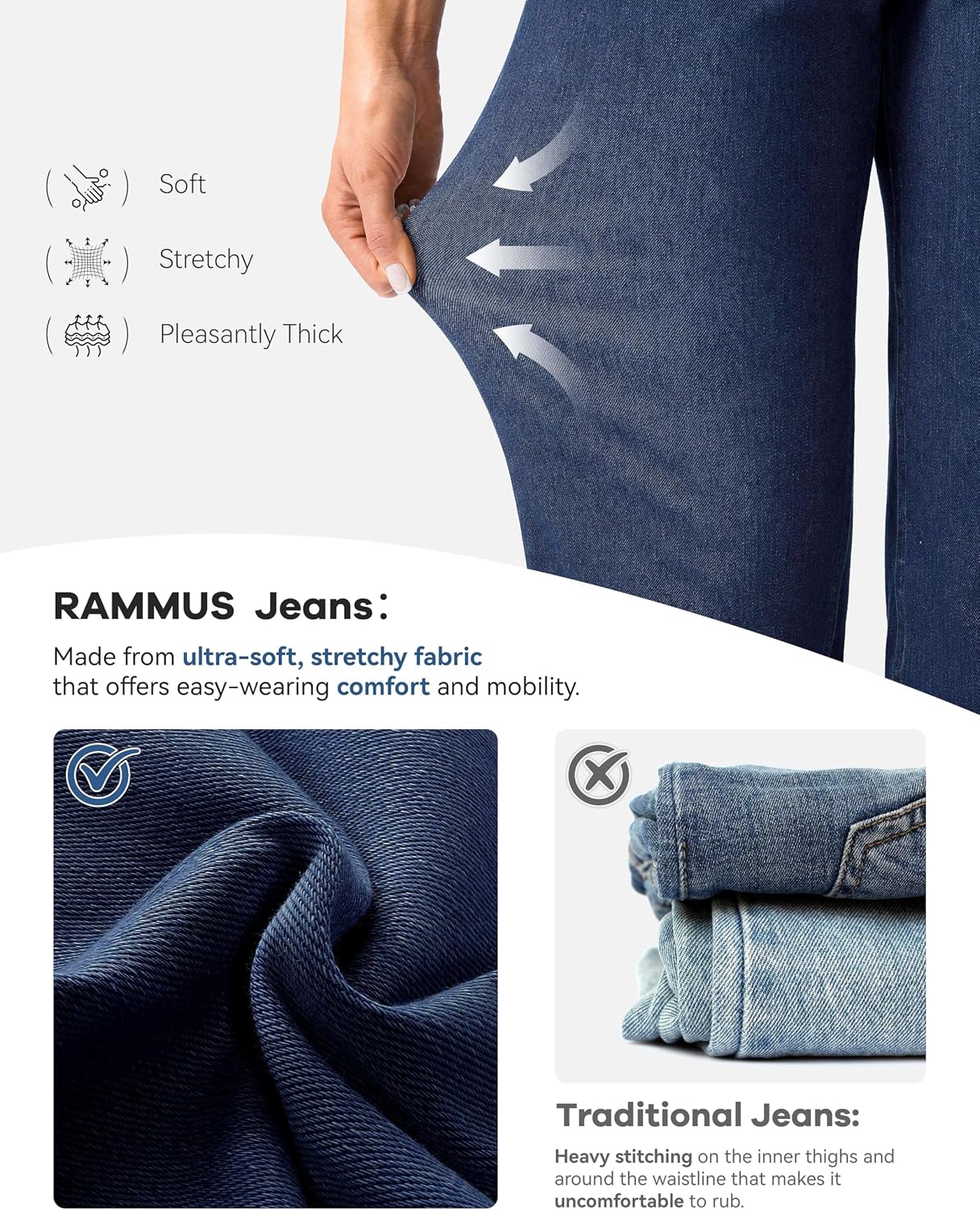 Thumbnail 5 de Rammus Women's Pull-On Straight-Leg Jeans, High-Waisted Stretch Denim with 5 Pockets