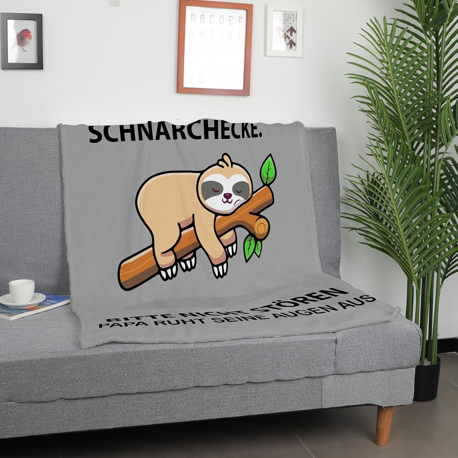 Thumbnail 6 de KAAYEE Kuscheldecke als Vatertagsgeschenk für Papa – Faultier-Design, 100% Flanell