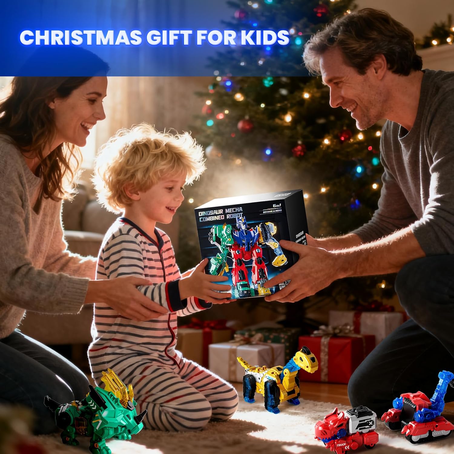 Thumbnail 6 de Dimoarch Magnetic Dinosaur Transforming Robot Toys (6-in-1 Dino Construction Trucks)