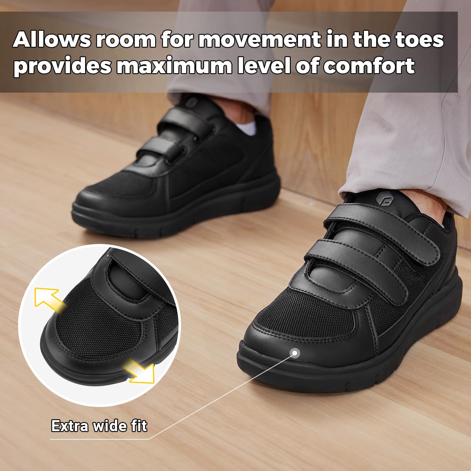 Detalle 2 de FitVille Men's Diabetic Shoes: Extra Wide, Neuropathy Relief with Adjustable Straps