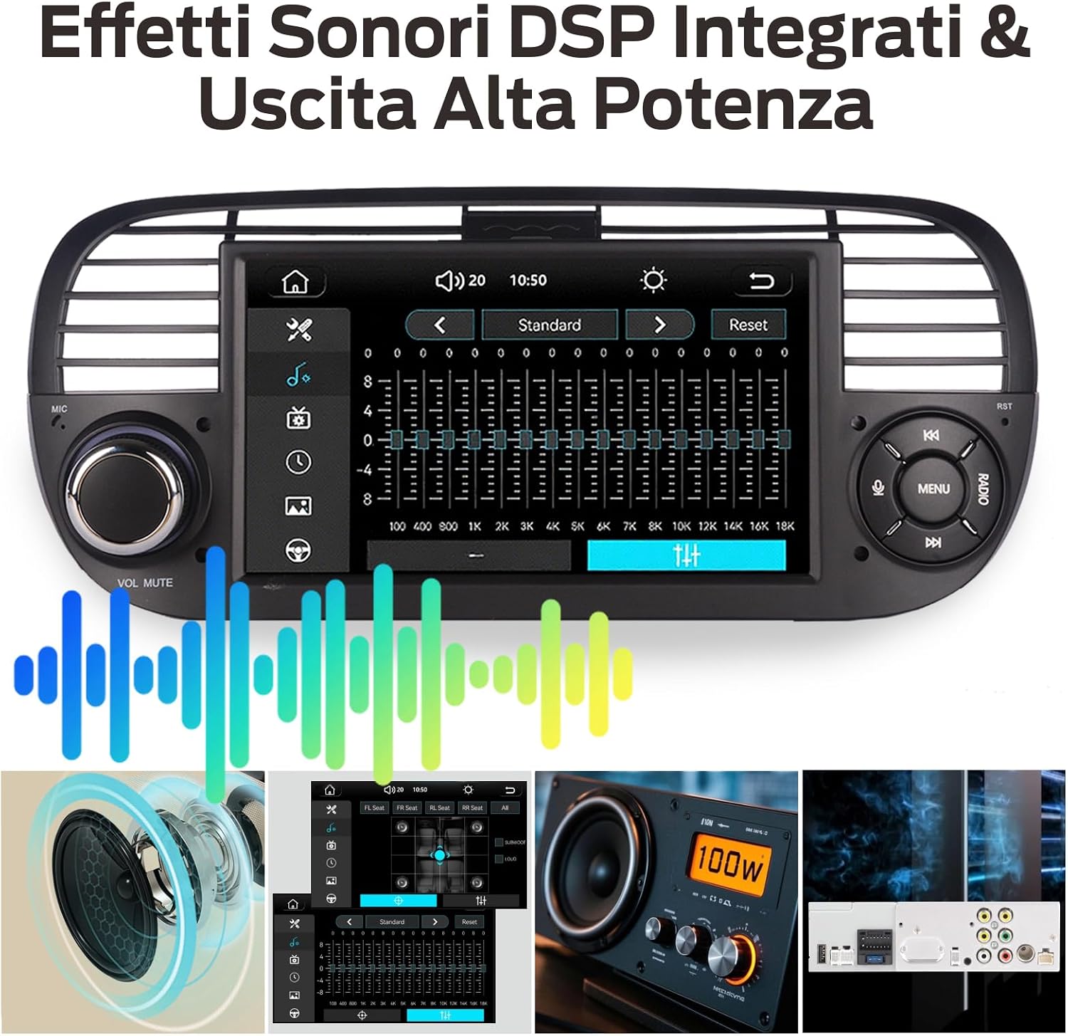 Thumbnail 3 de Autoradio Linux Avvio Lampo 100W per Fiat 500