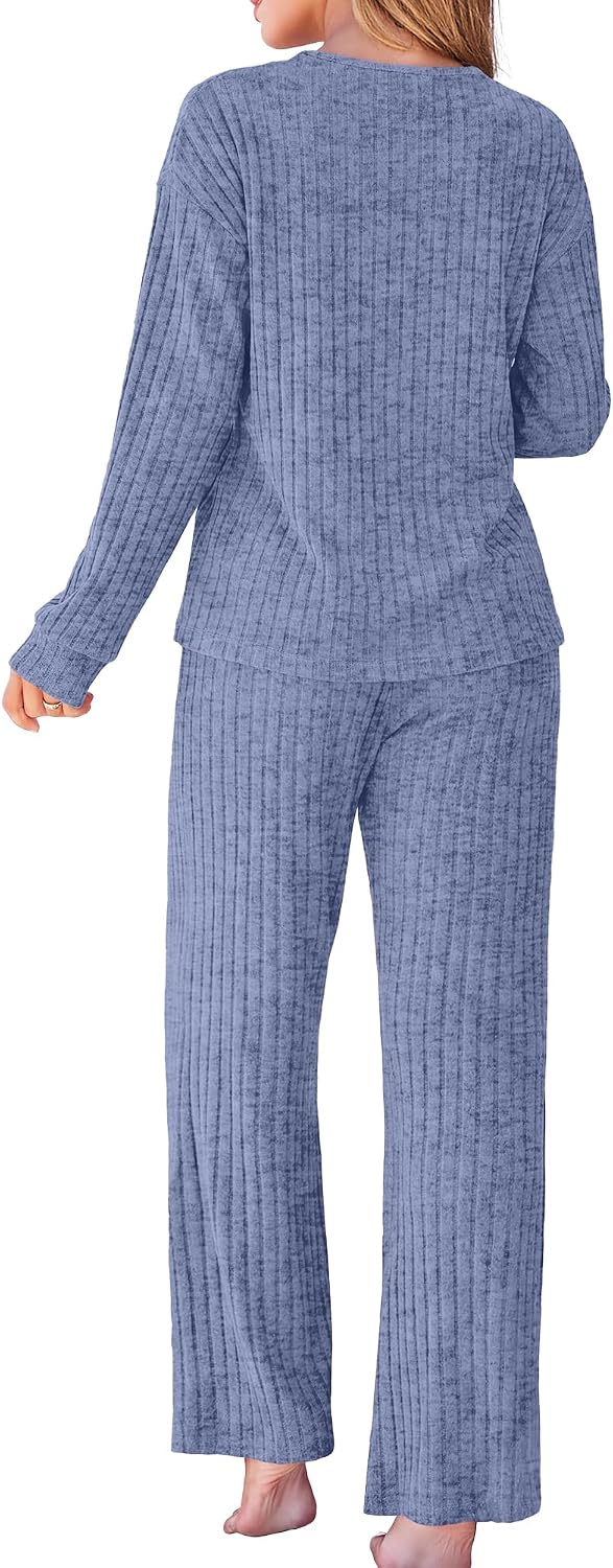 Detalle de RUMIA Women's 2-Piece Lounge Set, Buttery-Soft Fabric and Wide-Leg Pants