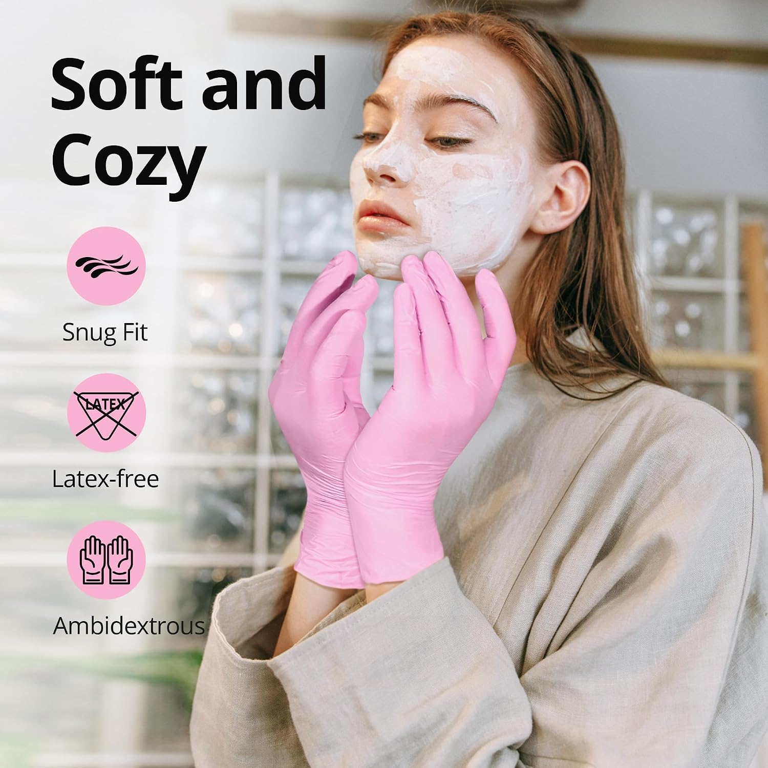 Detalle 2 de SwiftGrip Pink Nitrile Gloves 3-mil Small 1000-ct