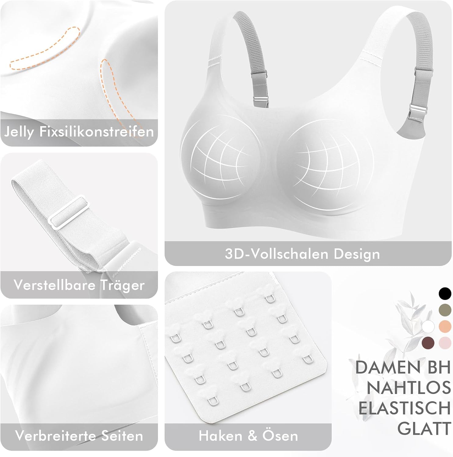 Thumbnail 2 de Nahtloser BH Damen ohne Bügel – Glatt Komfort Vollschalen mit 3D-Polsterung