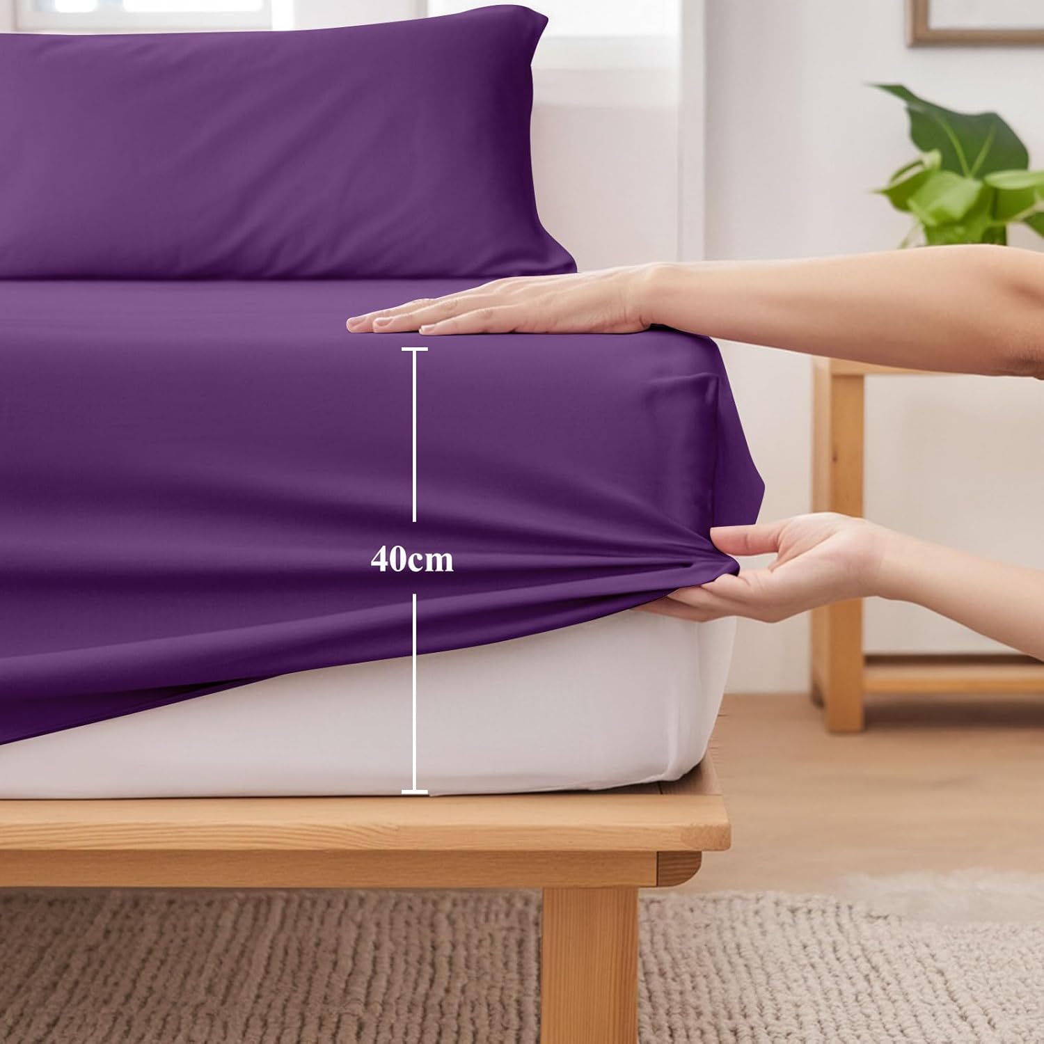 Detalle de Aisbo Double Duvet Set with Sheet – Purple, 4 Pieces