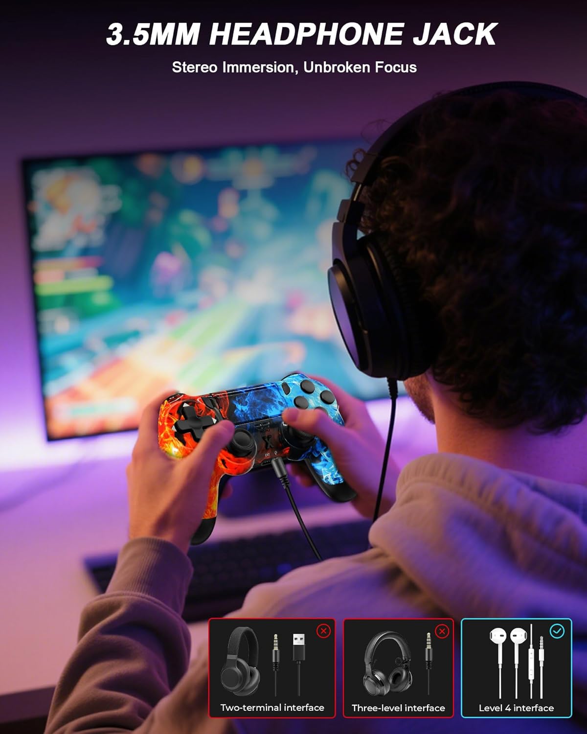 Thumbnail 4 de Glitfix Wireless Controller for PS-4 with Dual Vibration, Touchpad & 3.5mm Jack