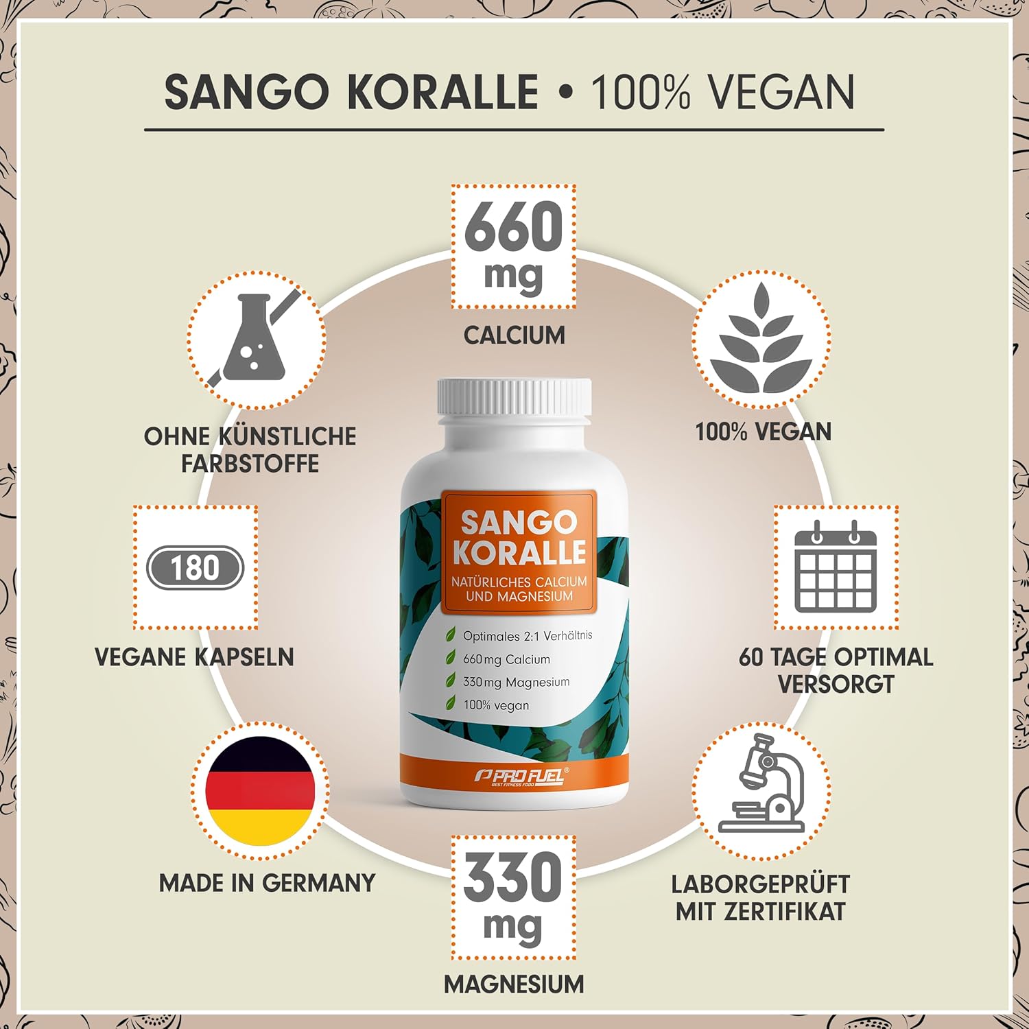Detalle 2 de Sango Meereskoralle 180 Kapseln Calcium und Magnesium