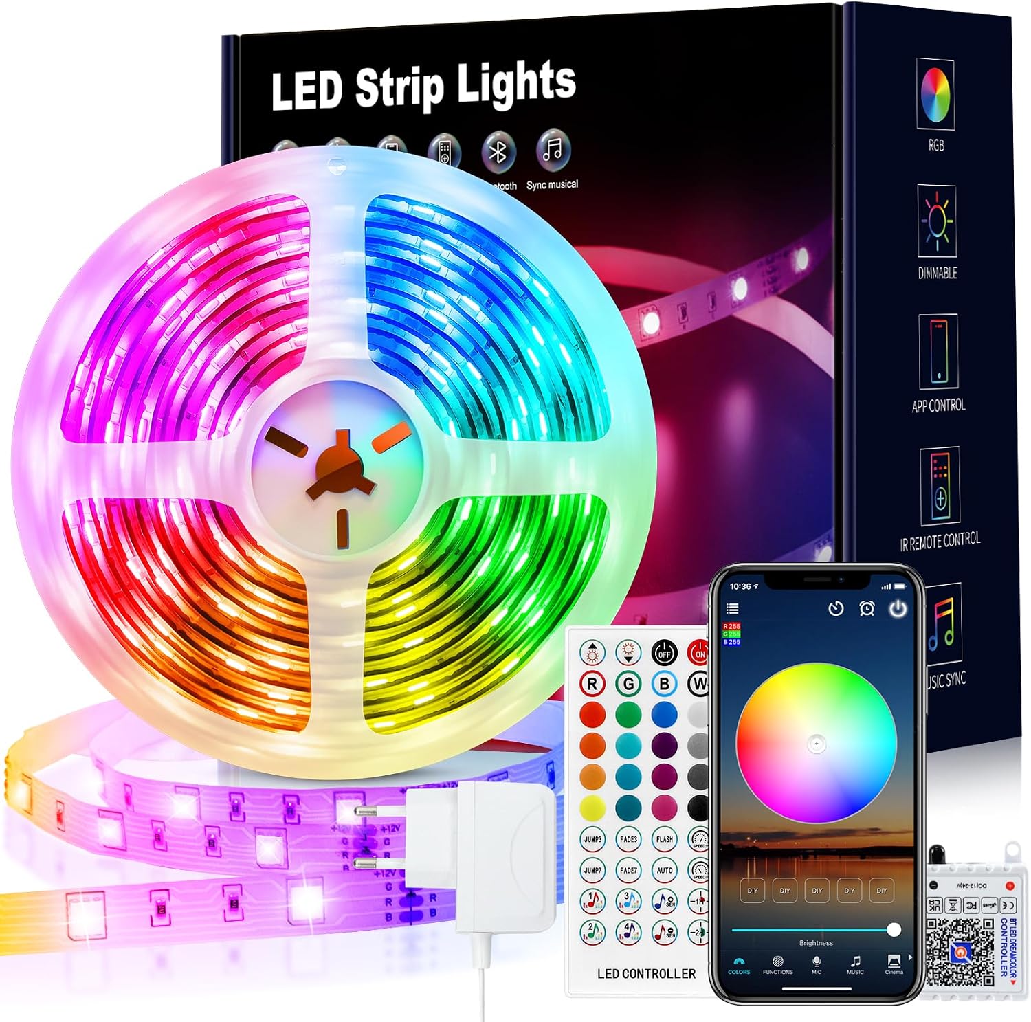 Detalle de VKH LED Strip 10 m RGB LED-Streifen für Zimmer 🎉