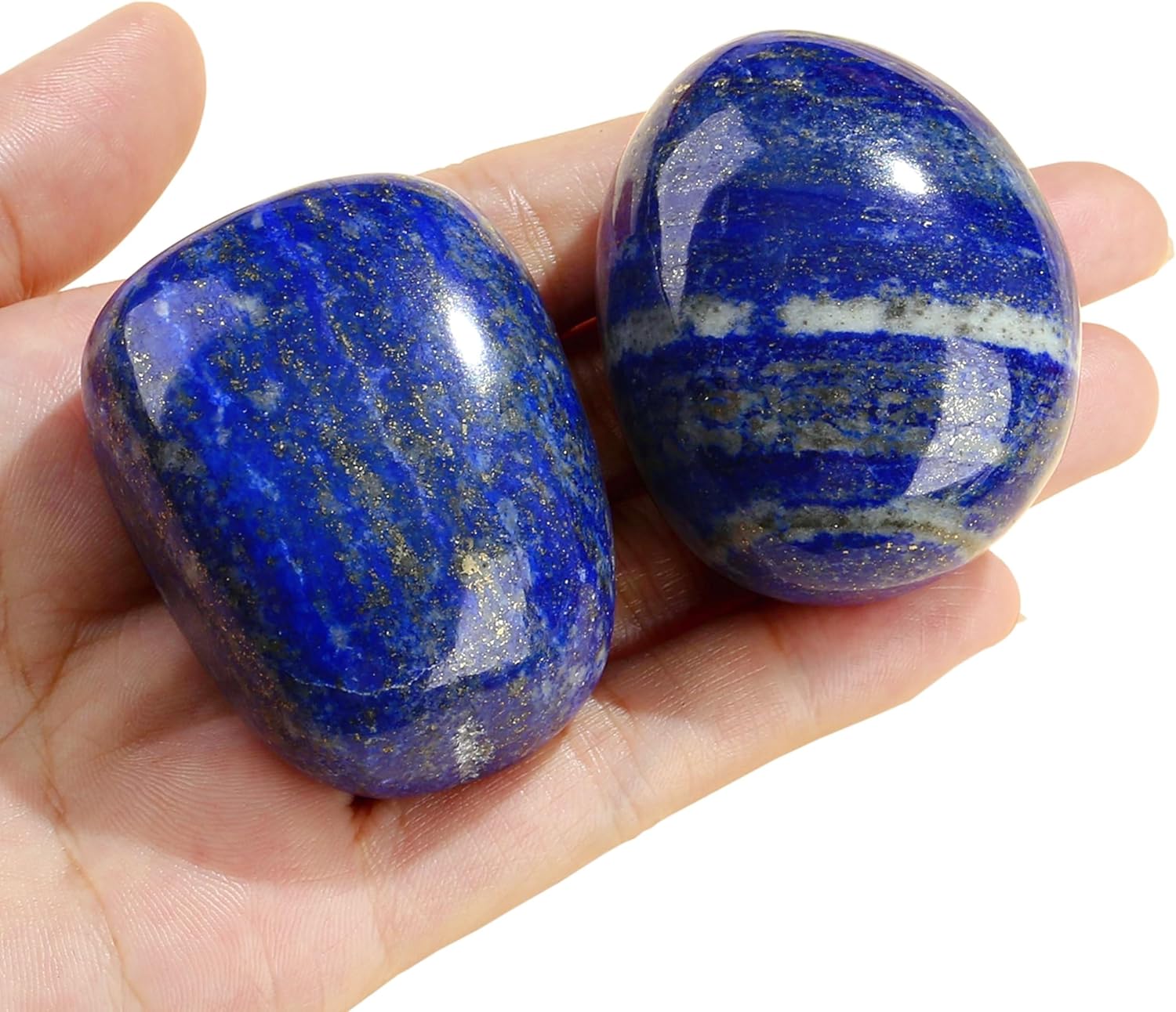 Detalle de QINJIEJIE 2pcs Lapis Lazuli Crystal Healing Crystals – 1.8–2" Natural Gemstones for Meditation & Stress Relief