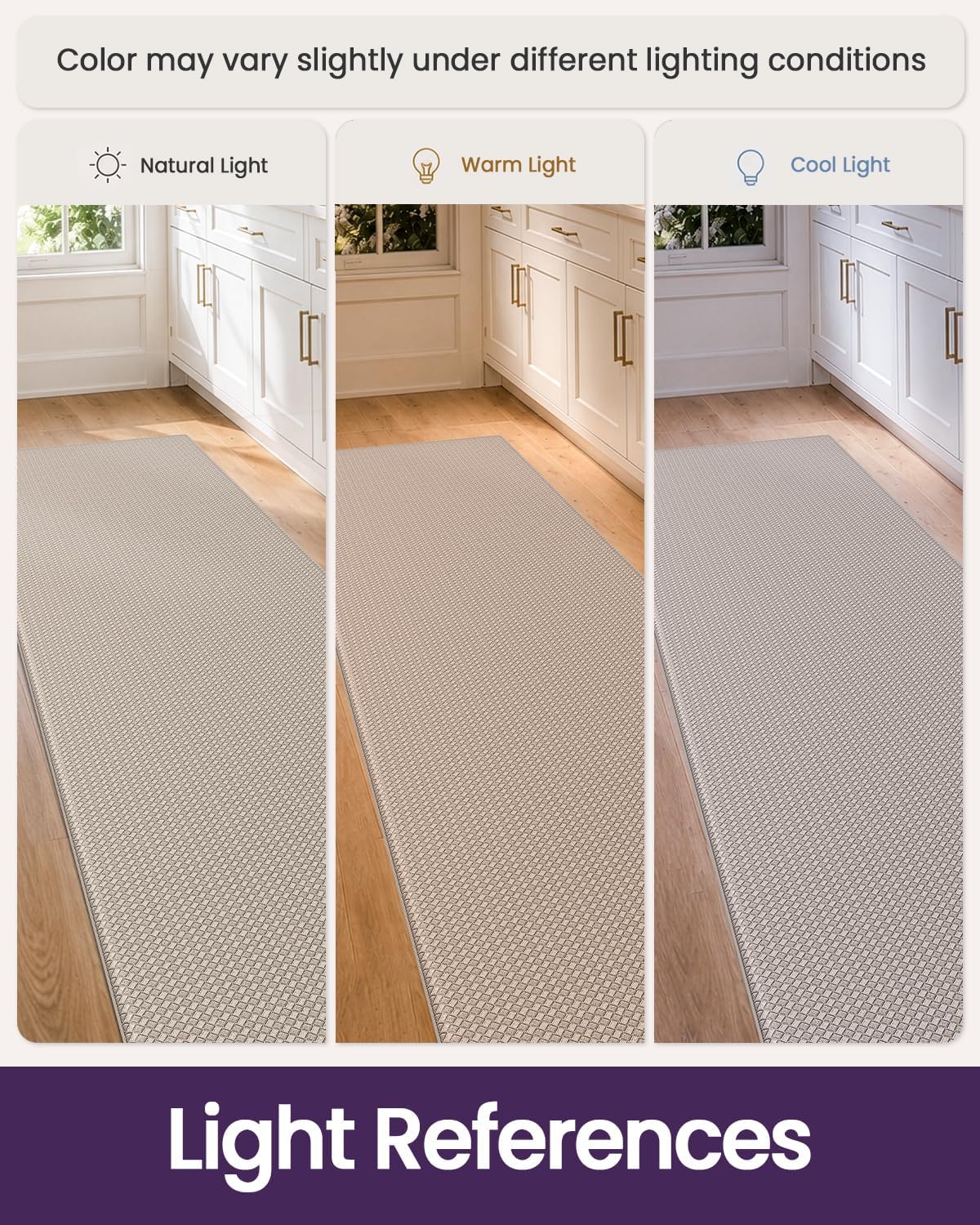 Detalle 2 de DEXI Kitchen Floor Mats Cushioned Anti Fatigue 17x59 Narrow Runner, Beige