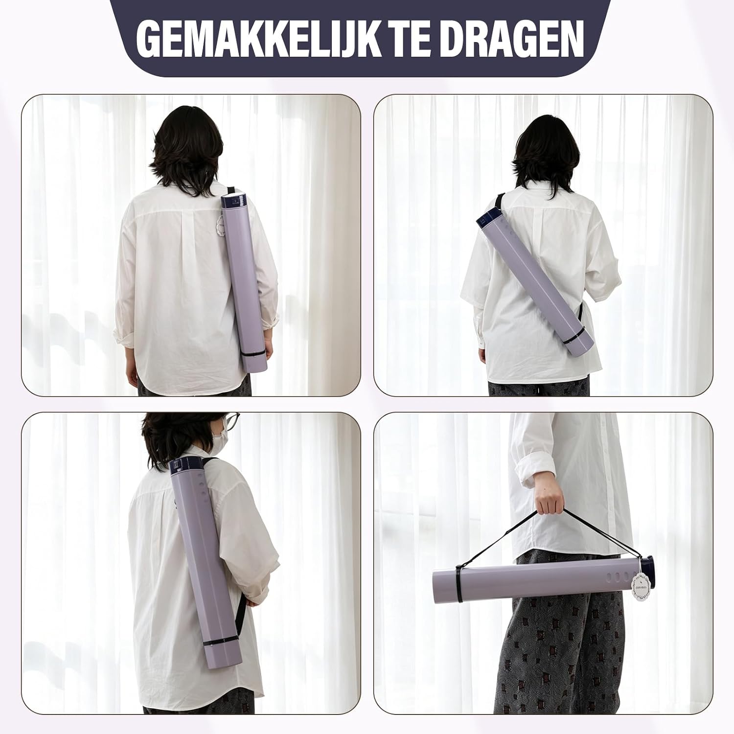 Detalle 2 de DEWEL 1 telescopische posterrol voor A0, paars, met schouderriem