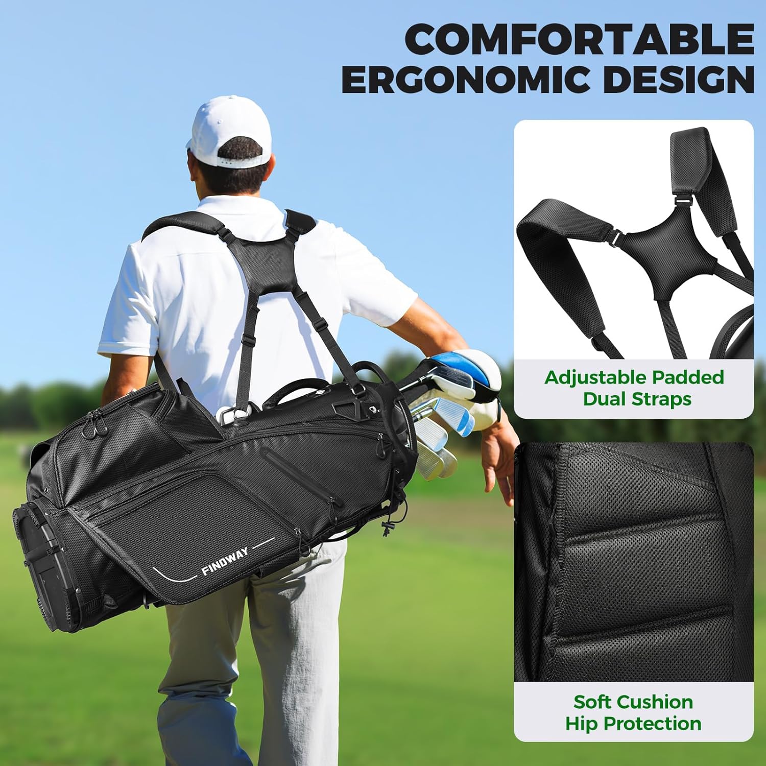 Thumbnail 4 de Findway 14 Way Golf Stand Bag – Lightweight Stand Carry Bag for Men and Women