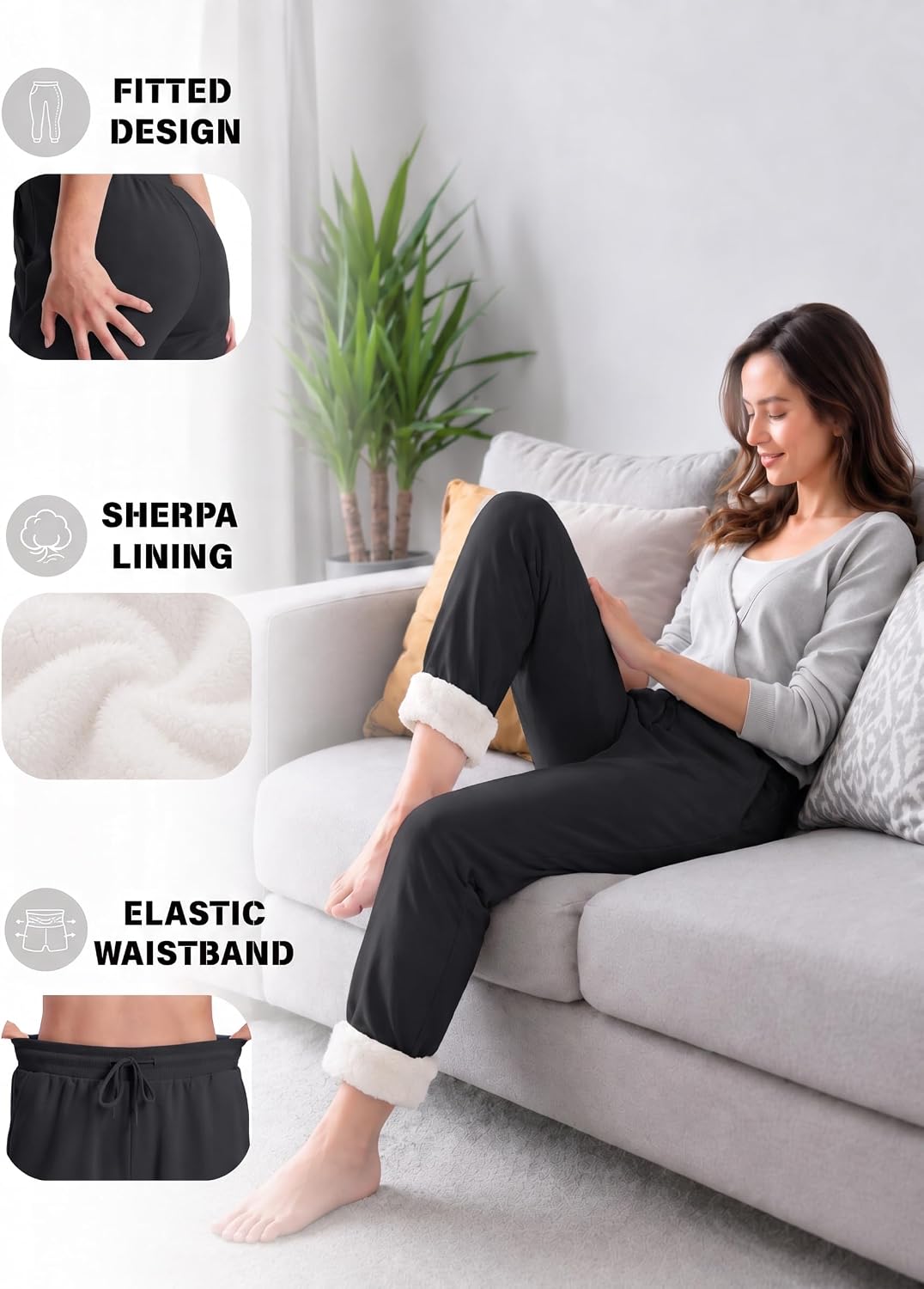Thumbnail 4 de TACVASEN Women's Fleece-Lined Sweatpants with Sherpa Lining and Pockets