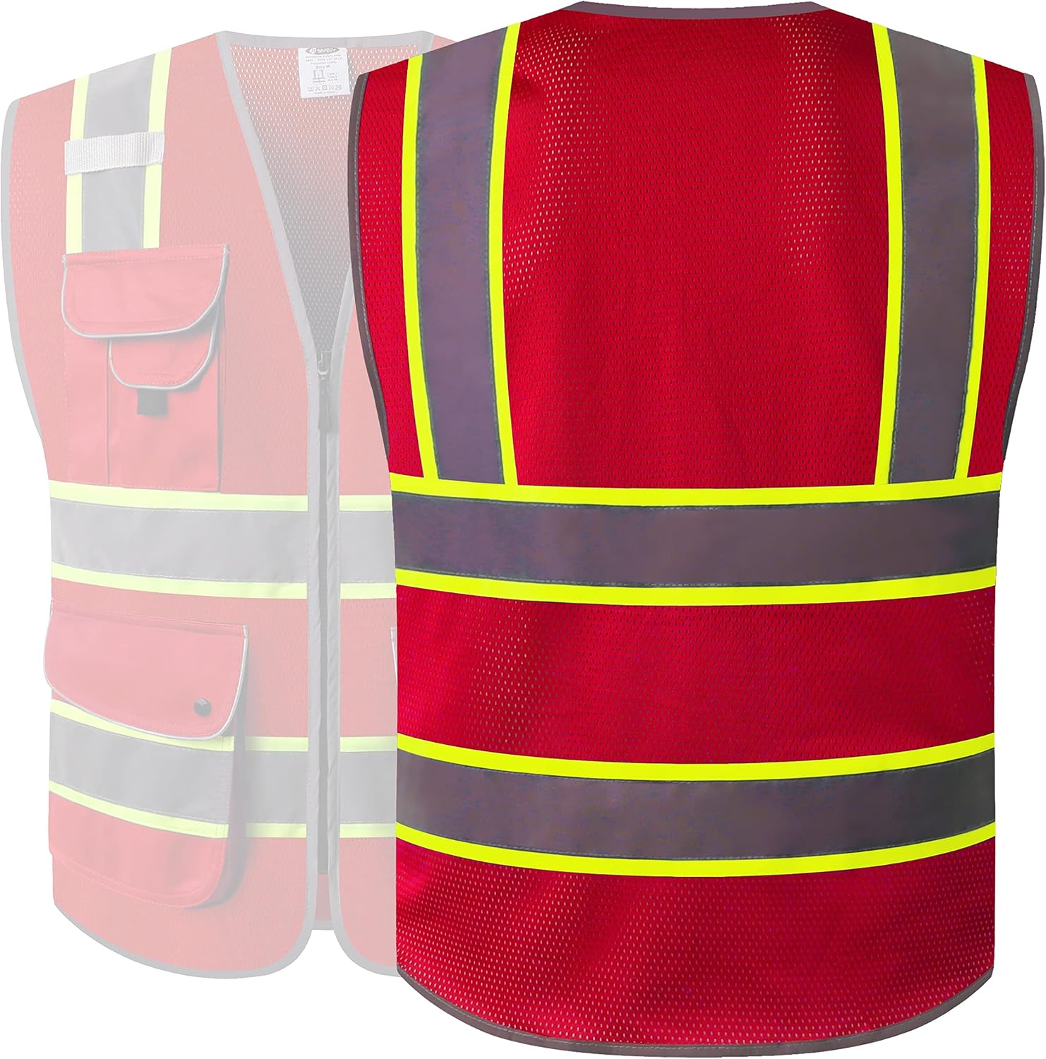 Thumbnail 4 de JKSafety 9-Pocket Hi-Vis Mesh Safety Vest, Large
