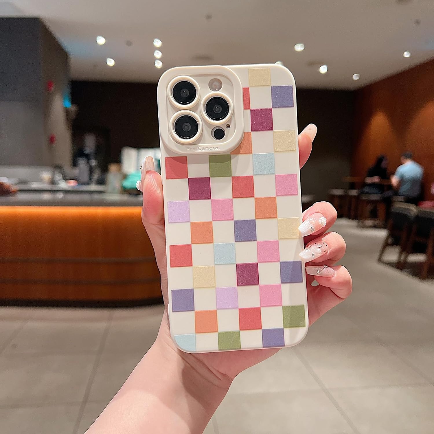Detalle 2 de YUMUPIFE Plaid Pattern Phone Case for iPhone 16 Pro Max, Soft TPU