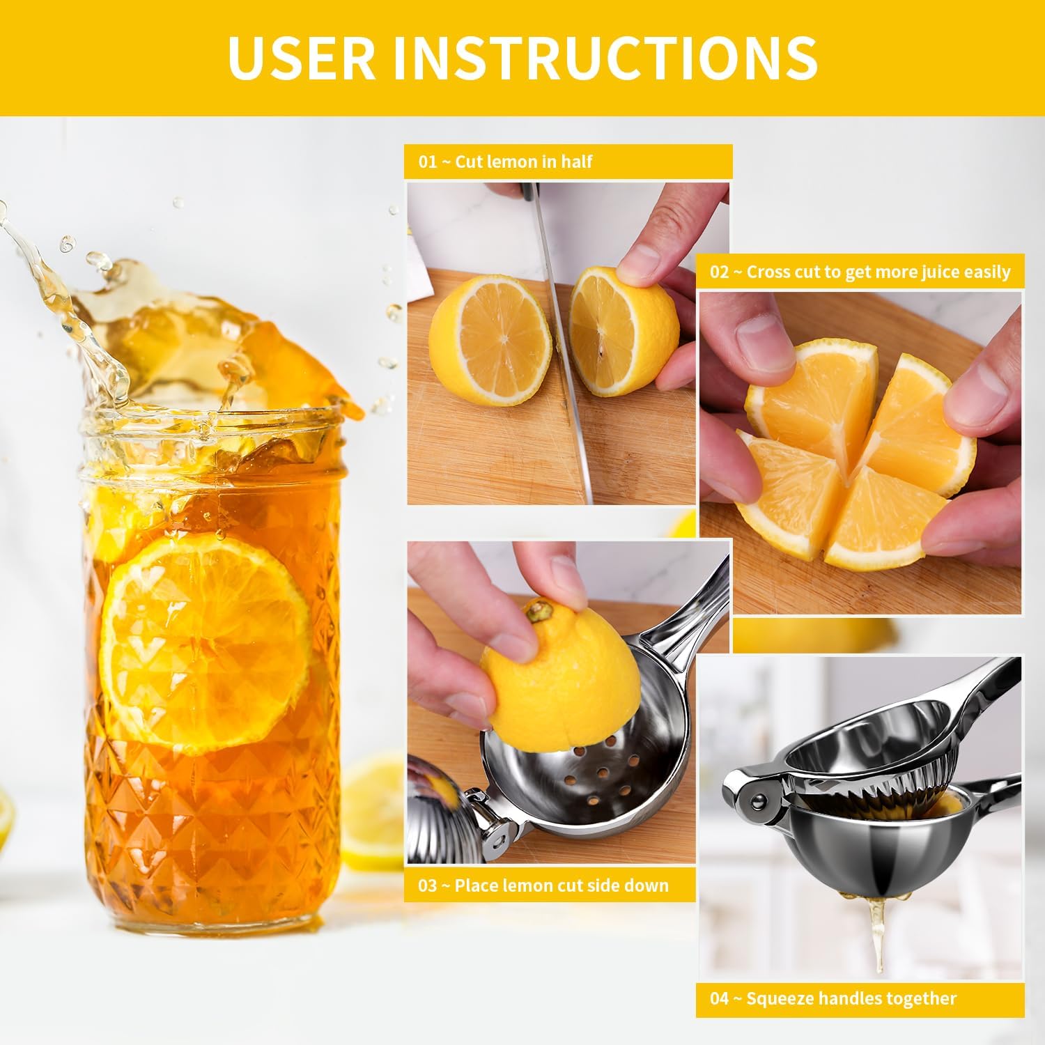Thumbnail 3 de Rekix Lemon Squeezer – heavy-duty manual citrus press for lemons, limes and small oranges