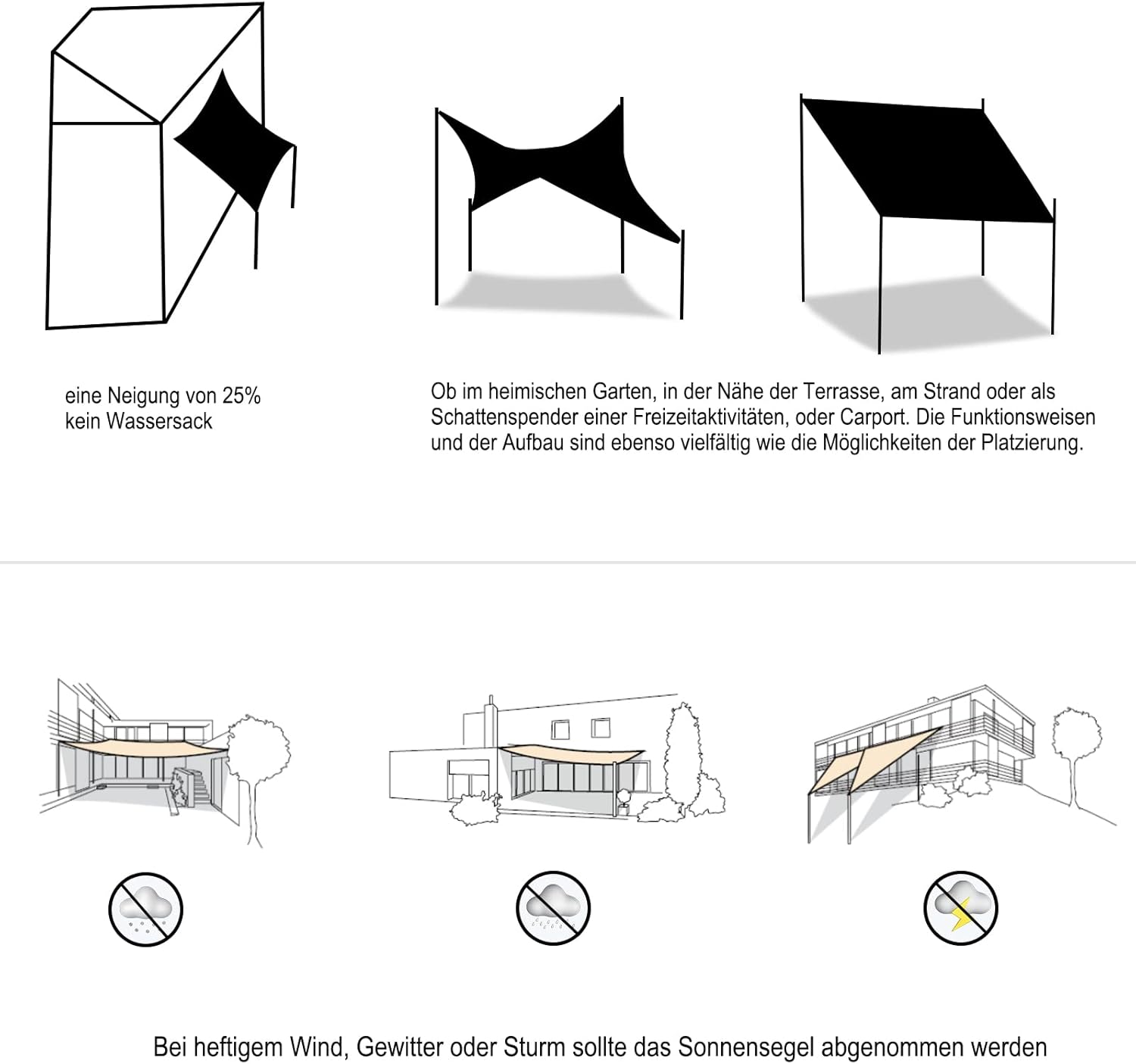 Thumbnail 6 de WOLTU voile d’ombrage triangulaire 3,6x3,6x5,1 m imperméable anti-UV (crème)