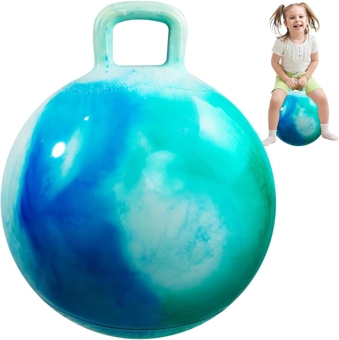 INPODAK Hopper Ball 18 Inch with Handle for Kids (Ages 3–6) – Bouncy Ball Toy with Pump and Gift Box