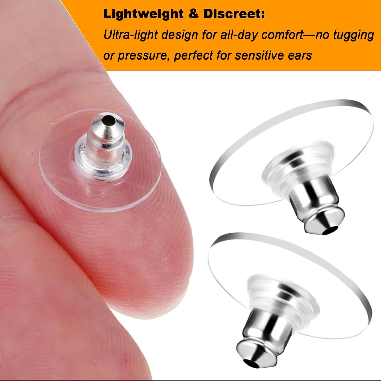 Thumbnail 4 de HEIZHU 100-Piece Earring Backs (Transparent Non-Slip Clutch Plugs) for Studs & Hoops