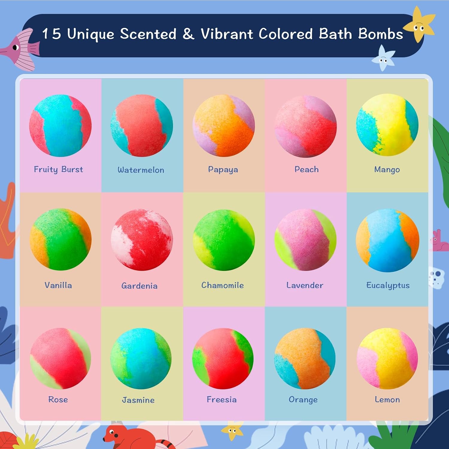 Thumbnail 5 de BloomFizzy 30 Kids Bath Bombs with Surprise Inside – Two Theme Gift Set with 15 Land & 15 Sea Creatures