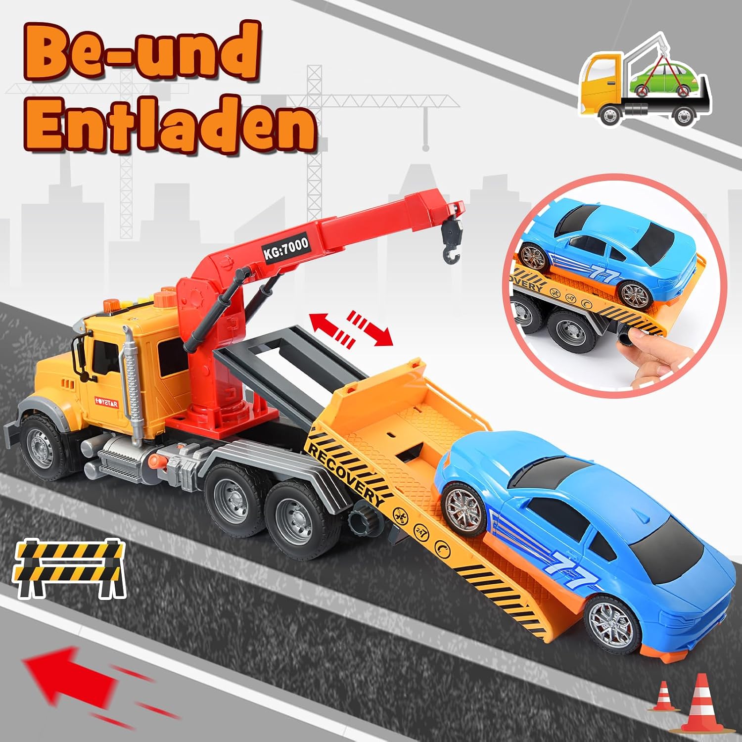 Detalle 1 de EUCOCO Abschleppwagen Spielzeug 1:16 ab 3