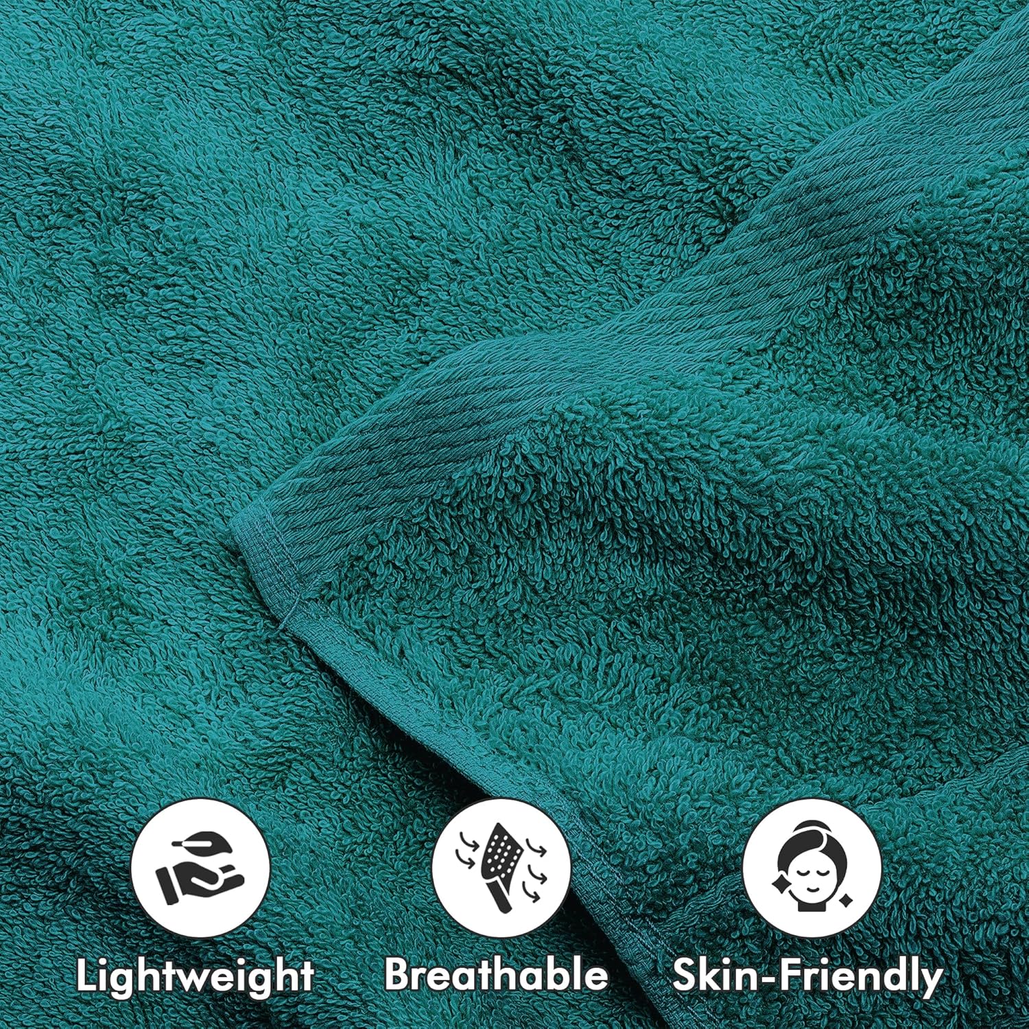 Thumbnail 5 de Novo Home Hand Towels for Bathroom – 100% Cotton, Pack of 6 (50x85cm) in Teal