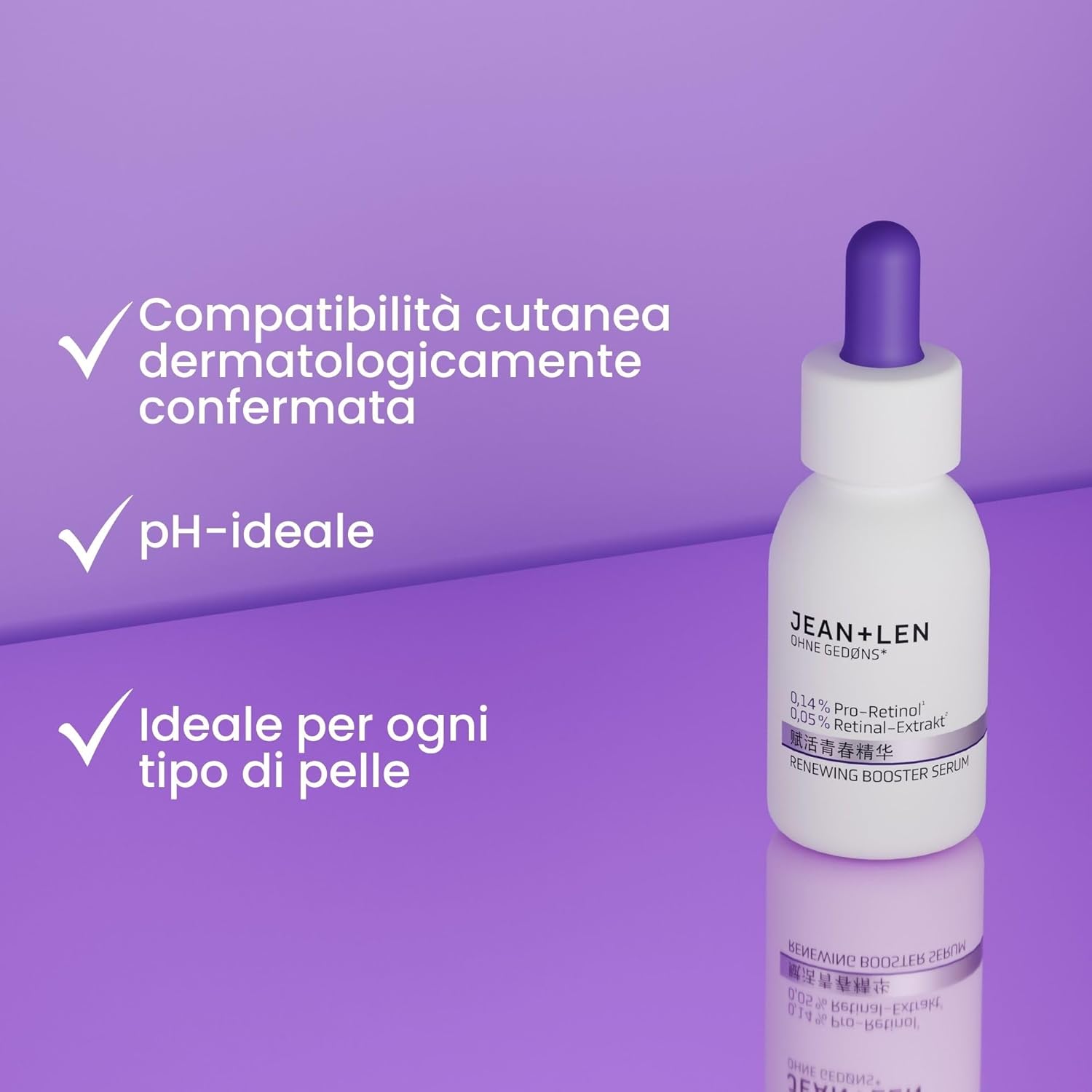 Detalle 2 de Jean & Len Renewing Booster Serum: booster anti-età per tutti i tipi di pelle, 30 ml