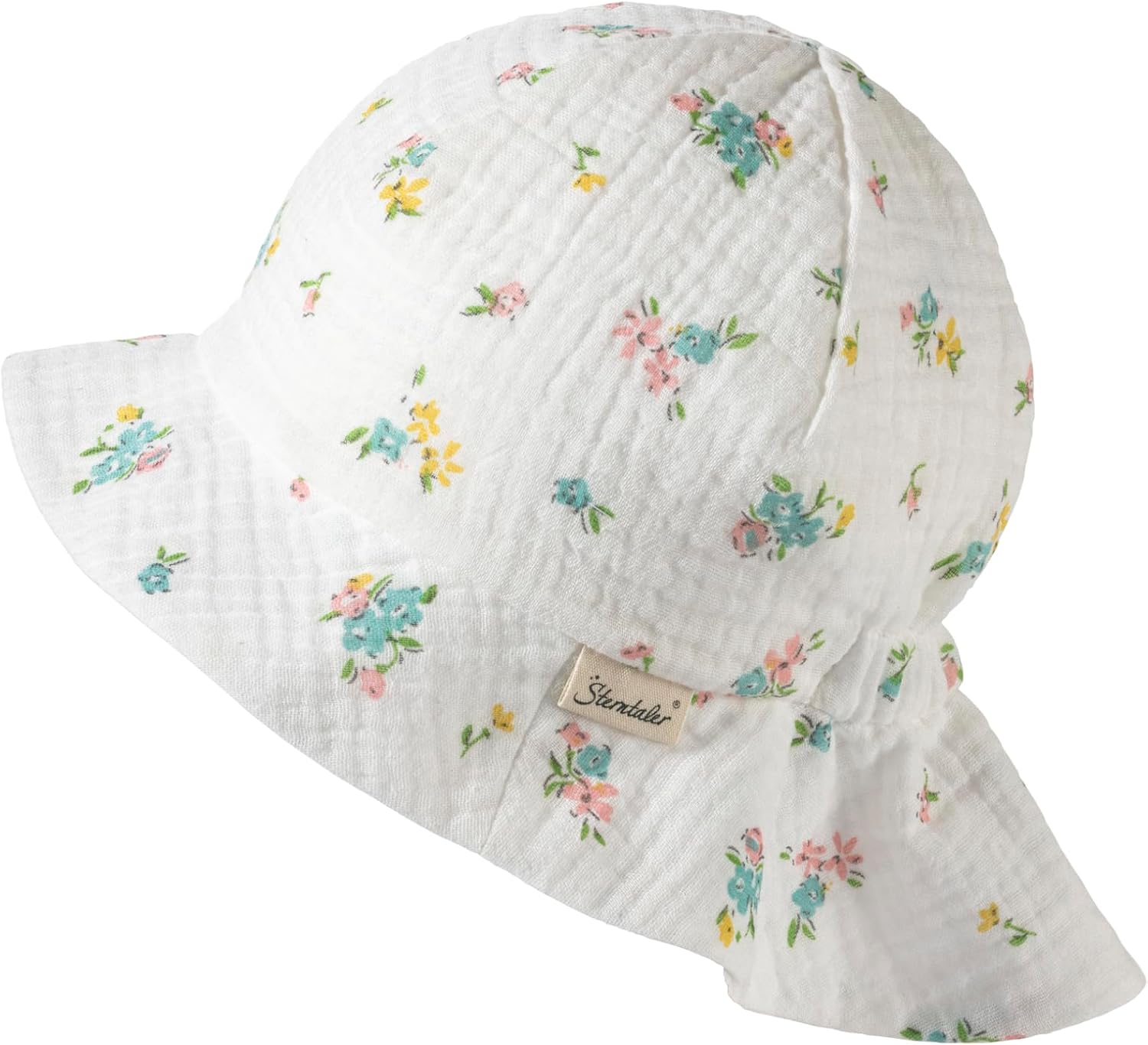 Detalle de Sterntaler Chapeau de Soleil Fleuri Fille – mousseline bio et protection nuque