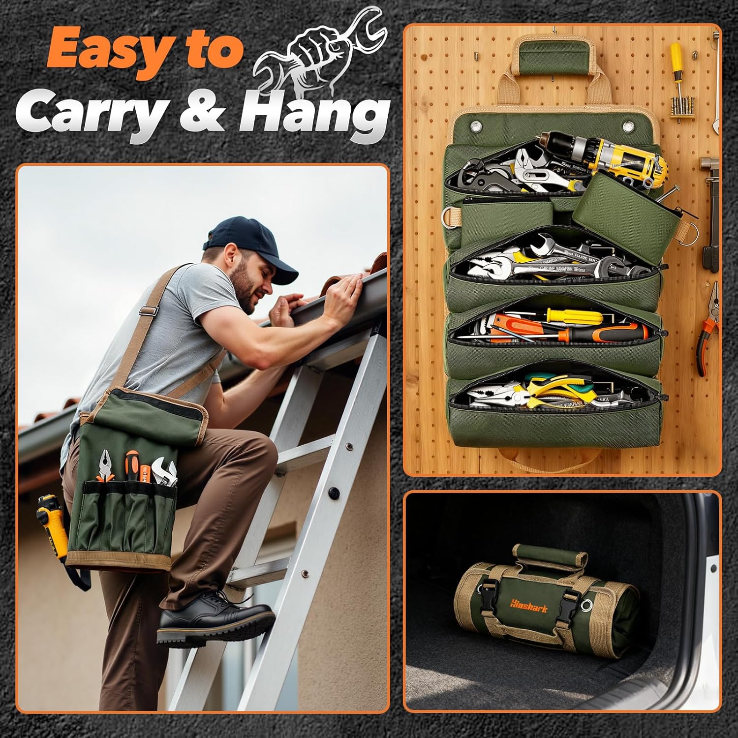 Thumbnail 5 de Hinshark Roll-Up Tool Bag 12 pockets