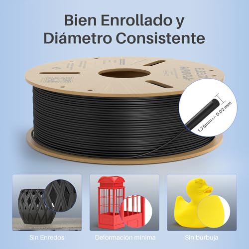 Detalle 2 de ELEGOO Filamento PLA+ de Alta Velocidad 1.75 mm, 1 KG – Negro