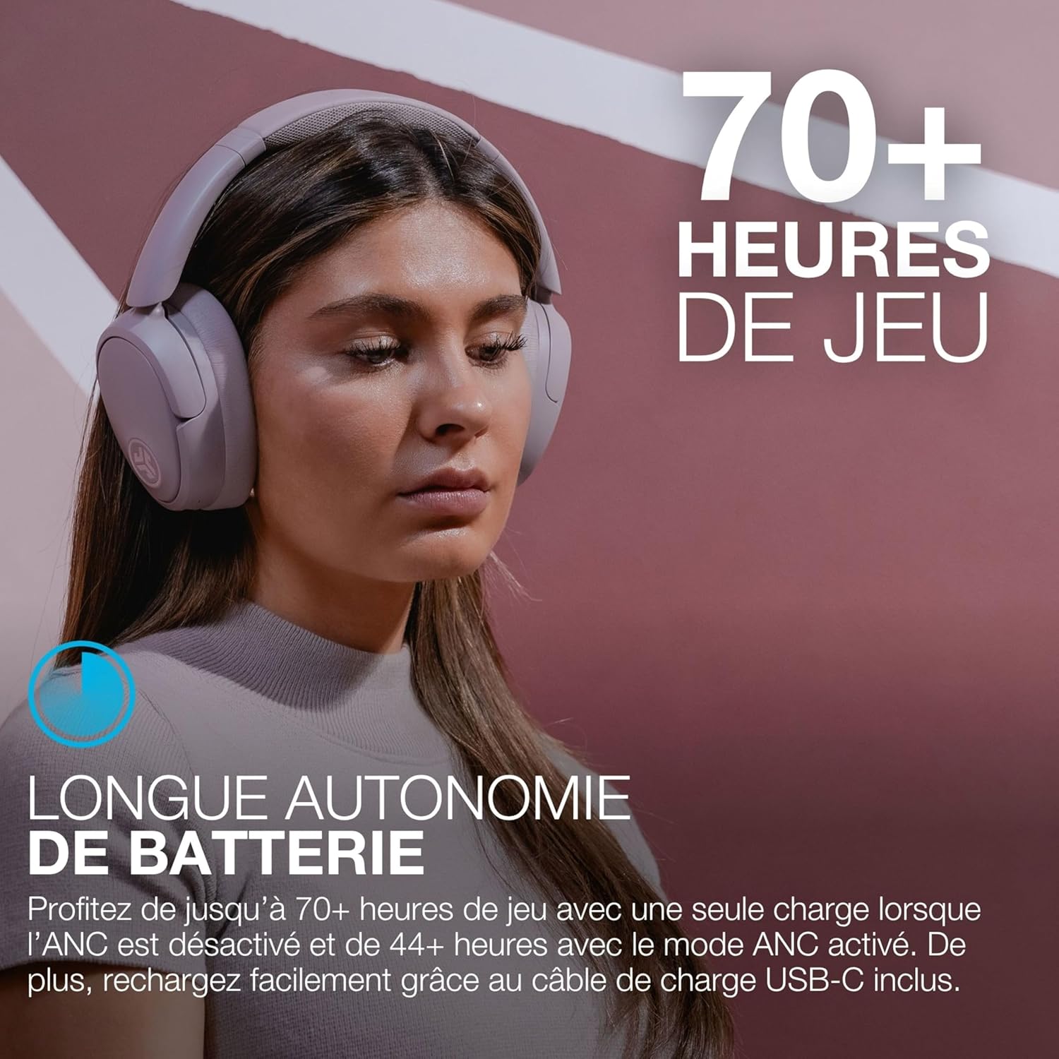 Thumbnail 2 de JLab JBuds LUX ANC : casque audio Bluetooth supra-auriculaire anti-bruit avec micro et mode Be Aware