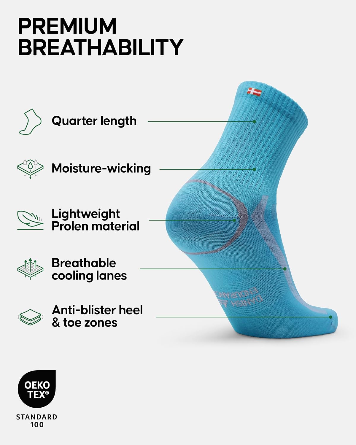 Thumbnail 1 de DANISH ENDURANCE Quarter Running Socks, 5-Pack with Arch Support