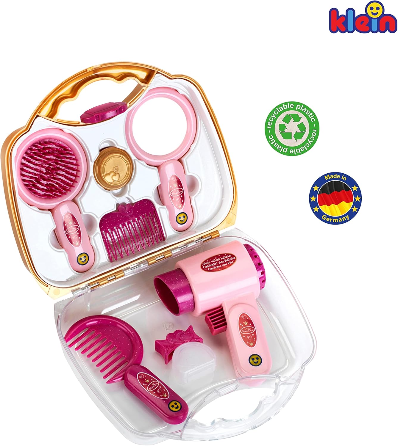 Detalle 2 de Theo Klein 5273 Mallette Coiffure Princess Coralie avec sèche-Cheveux mécanique et accessoires