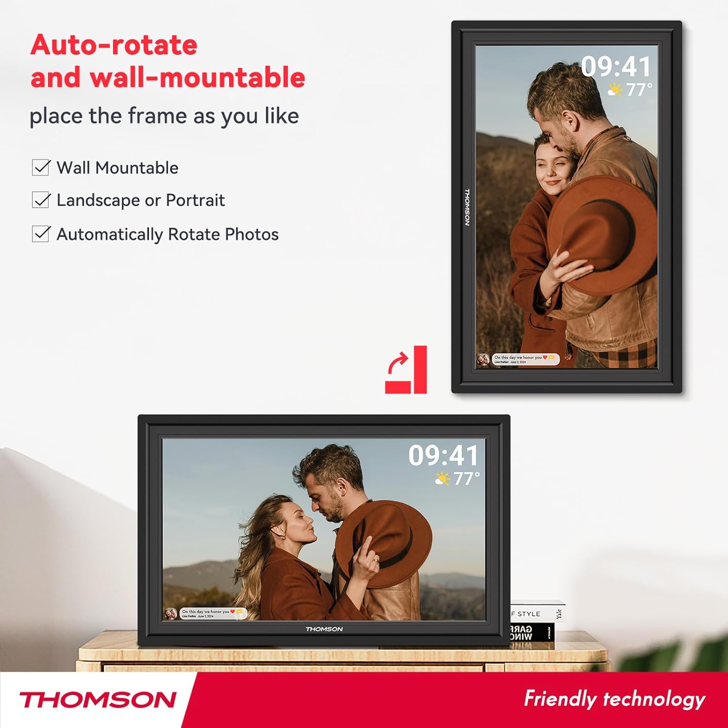 Detalle de Frameo 15.6 Inch WiFi Digital Picture Frame with 32GB Storage and IPS Display