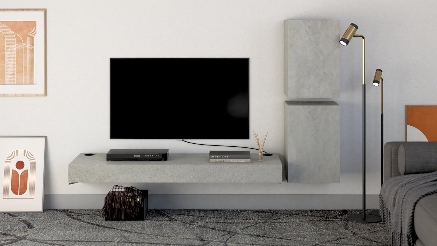 Thumbnail 6 de Mobili Fiver Evolution 120x40 — Support TV mural en Frêne Blanc avec chargeur sans fil (Made in Italy)