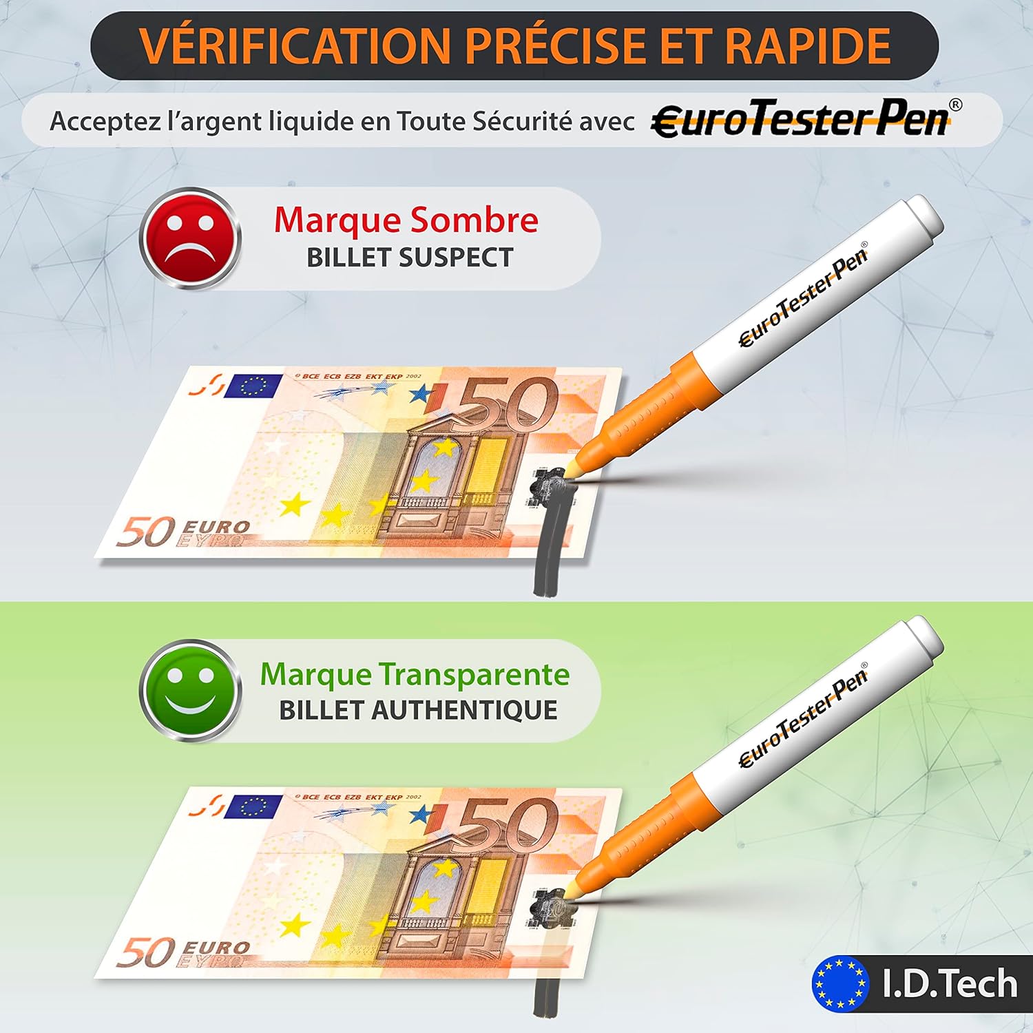 Thumbnail 5 de Euro Tester Pen – Stylo Detecteur Faux Billets, Vérificateur d’Authenticité Polyvalent