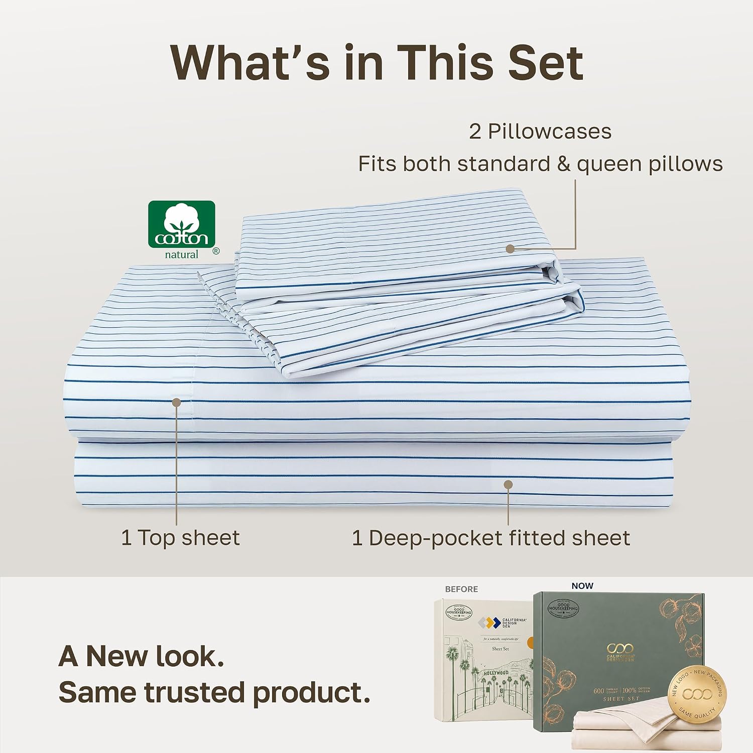 Thumbnail 2 de California Design Den 840307188731 Queen Sheet Set, 600 Thread Count Cotton Sateen