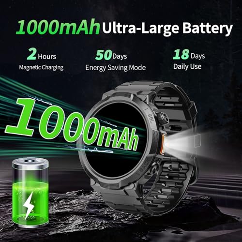 Detalle 2 de Reloj Inteligente Soudorv para Hombre con Linterna 1.53'' | 1000 mAh, IP68, Llamadas Bluetooth y 100+ Modos Deportivos
